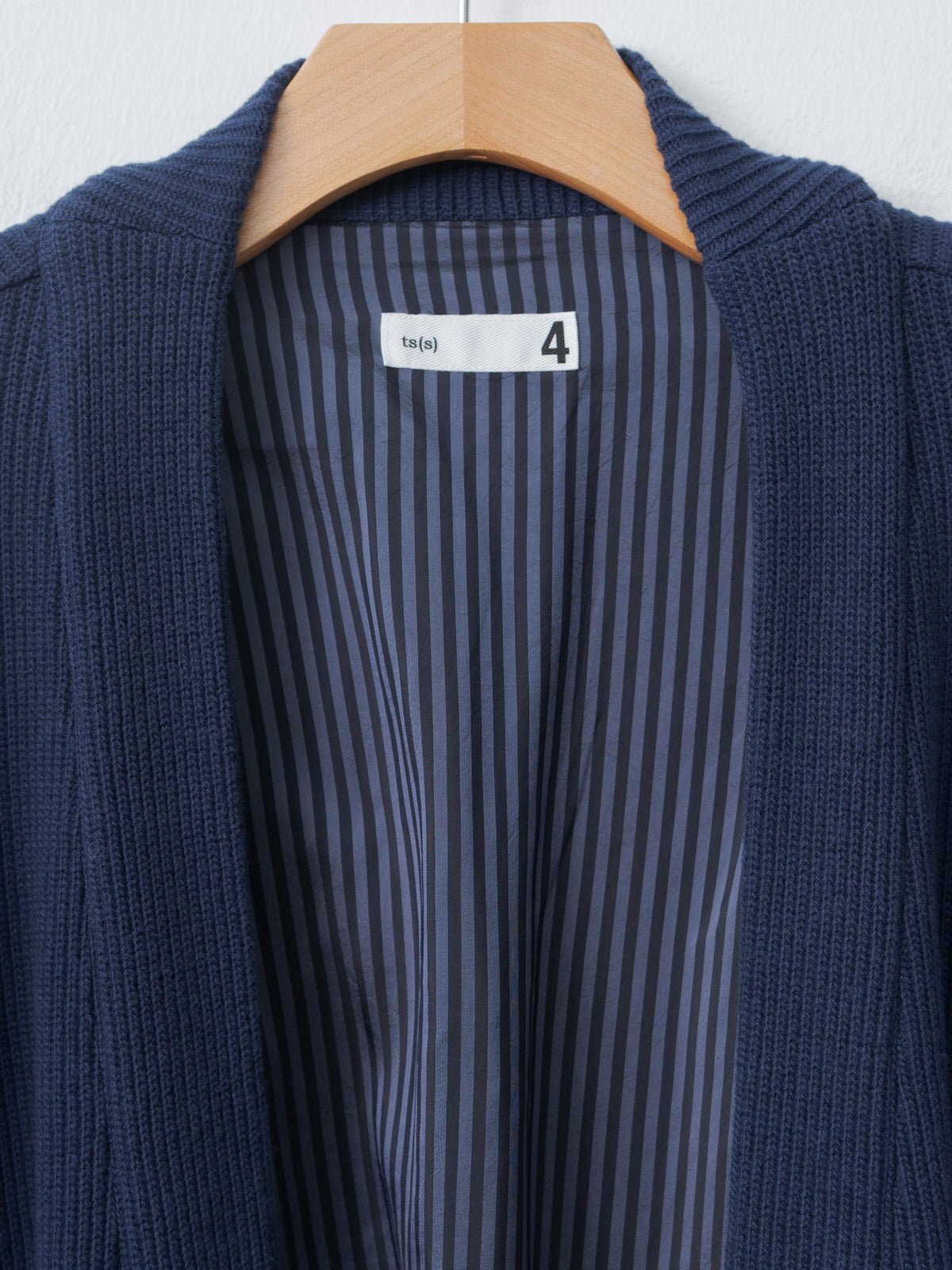 Namu Shop - ts(s) Rib Stitch Cotton Jersey Lined Easy Cardigan - Navy