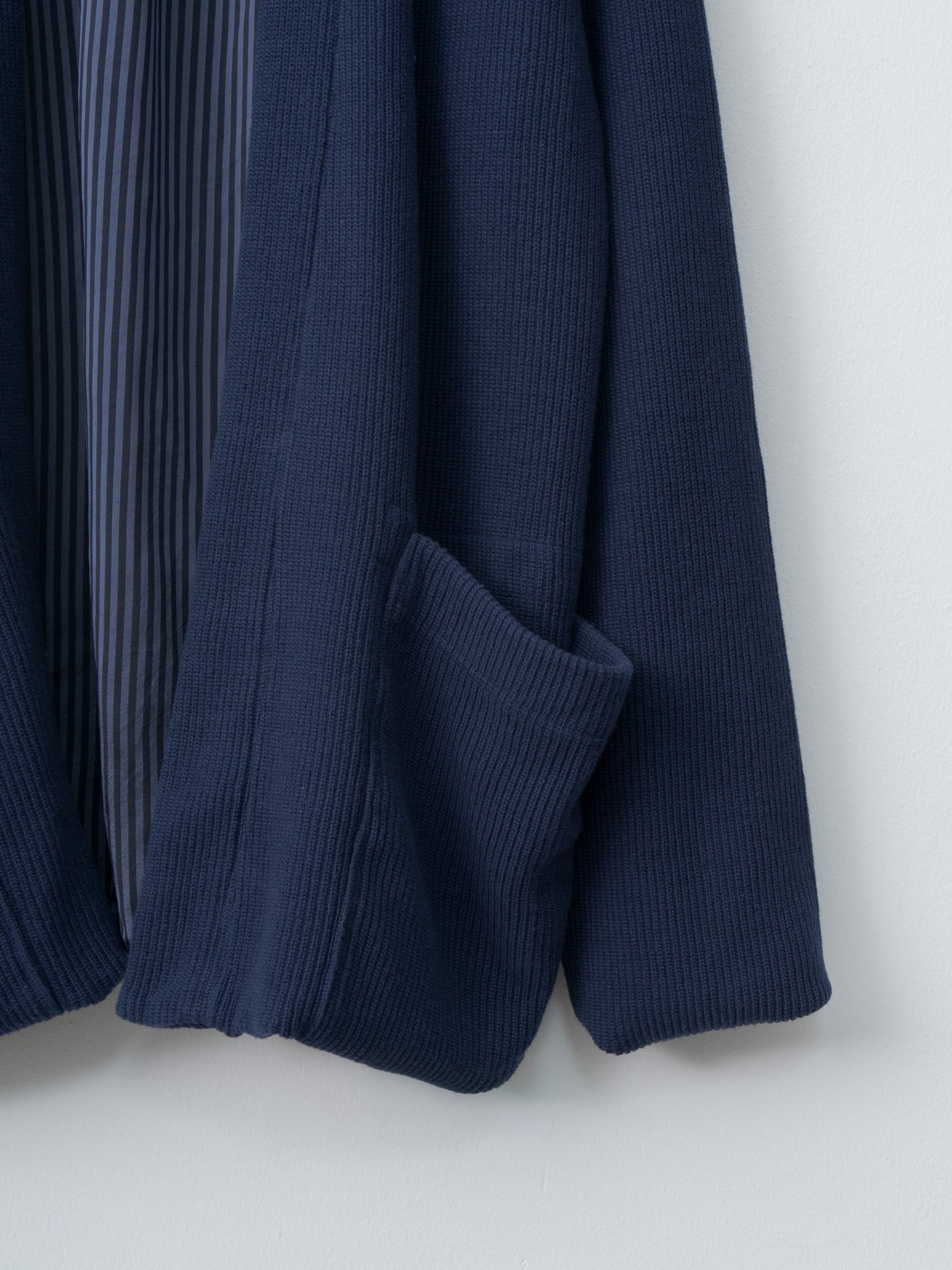 Rib Stitch Cotton Jersey Lined Easy Cardigan - Navy