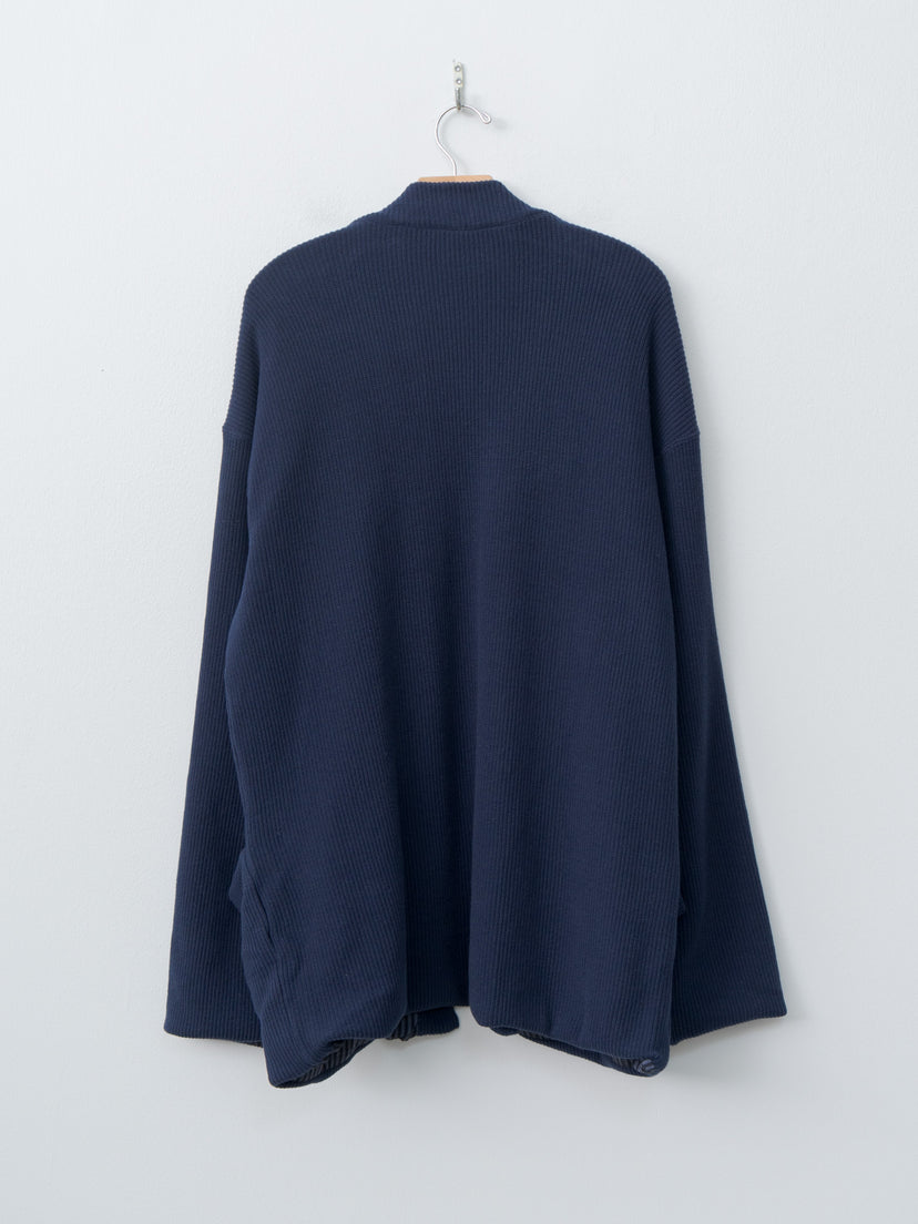 Namu Shop - ts(s) Rib Stitch Cotton Jersey Lined Easy Cardigan - Navy