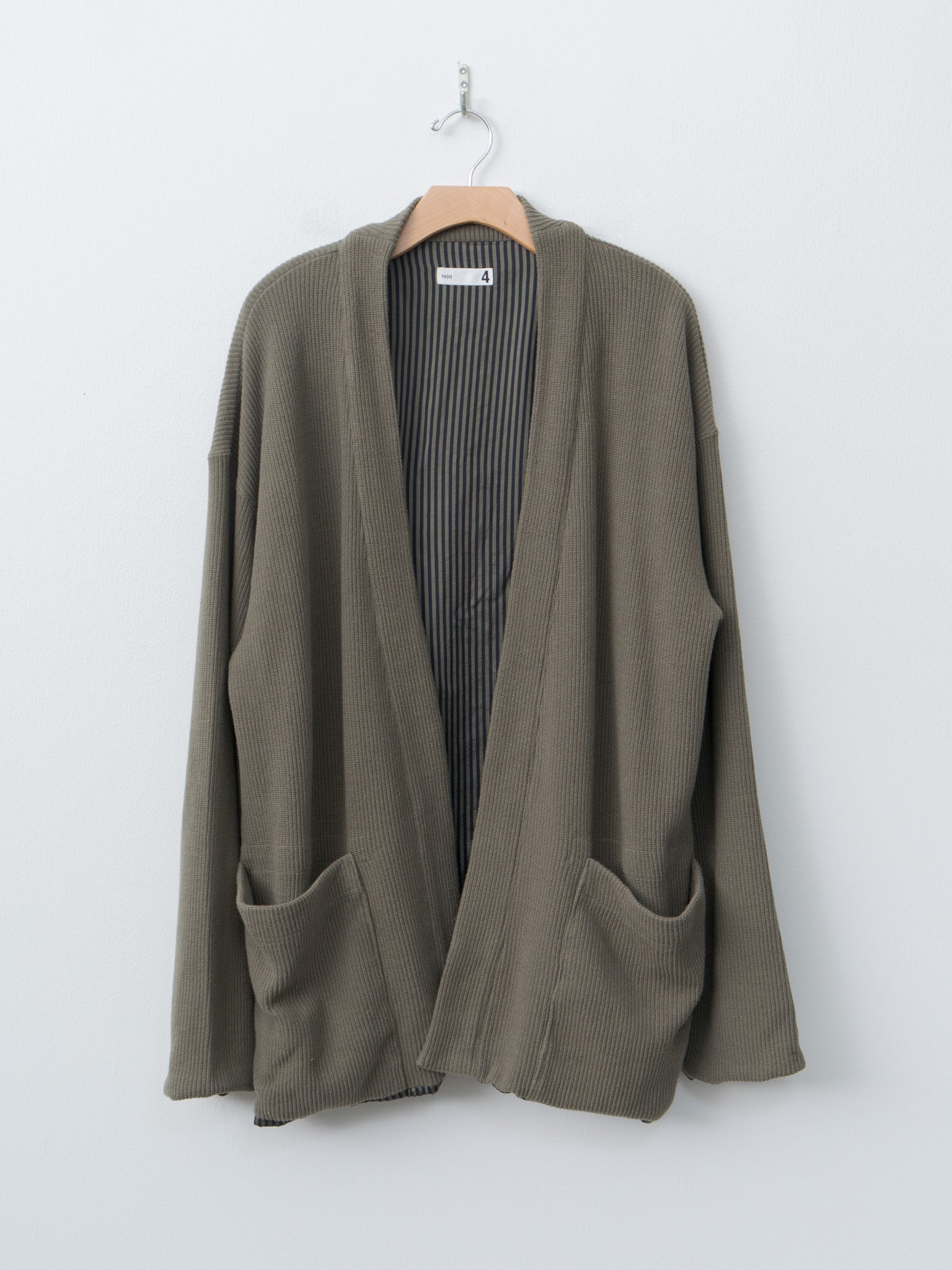 Rib Stitch Cotton Jersey Lined Easy Cardigan - Olive