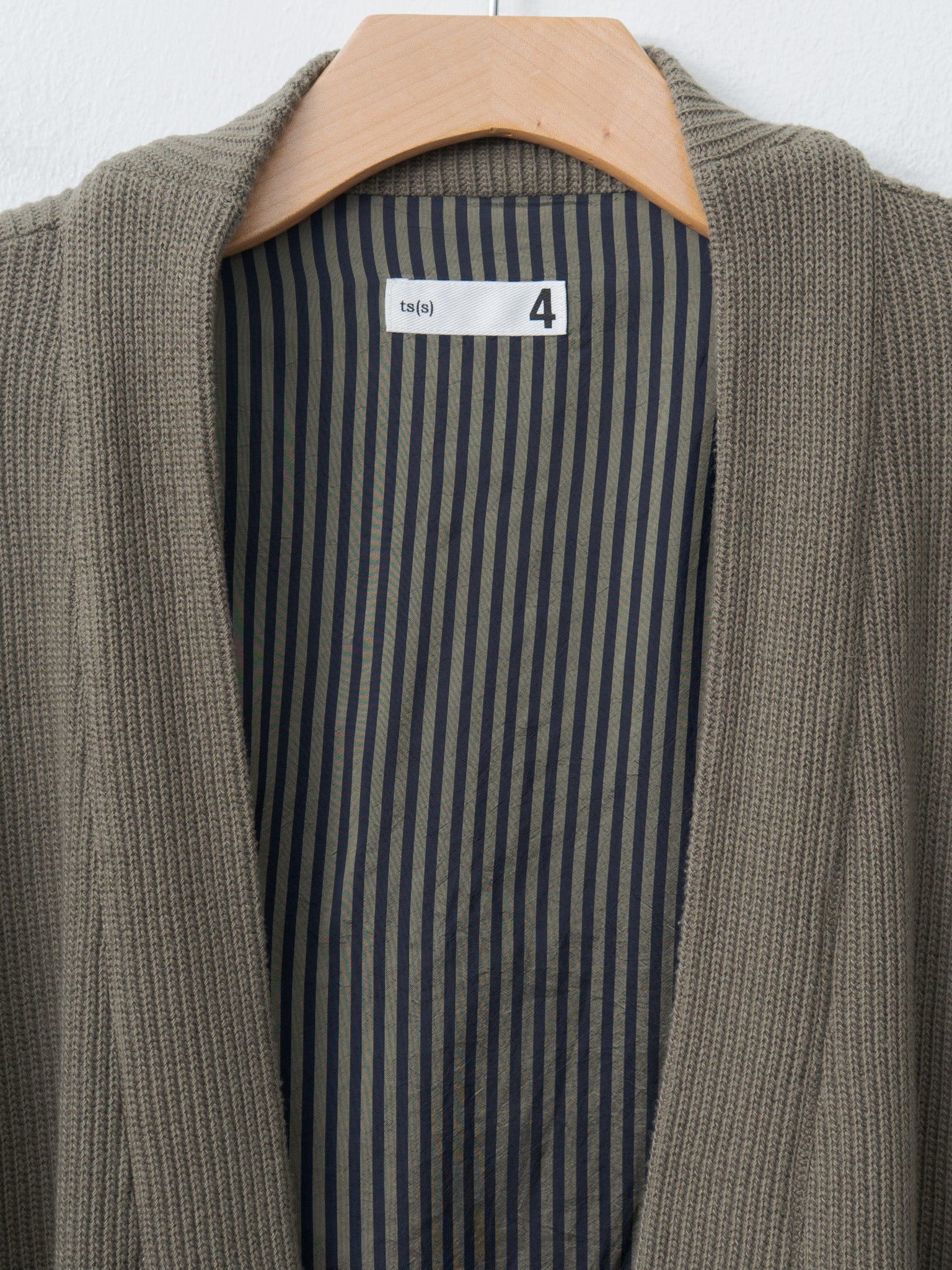 Rib Stitch Cotton Jersey Lined Easy Cardigan - Olive