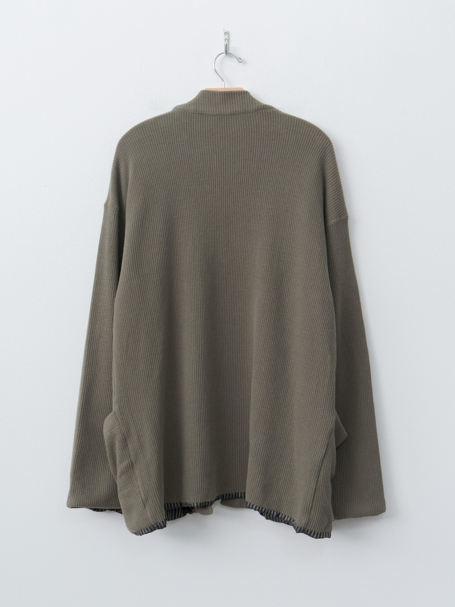 Rib Stitch Cotton Jersey Lined Easy Cardigan - Olive