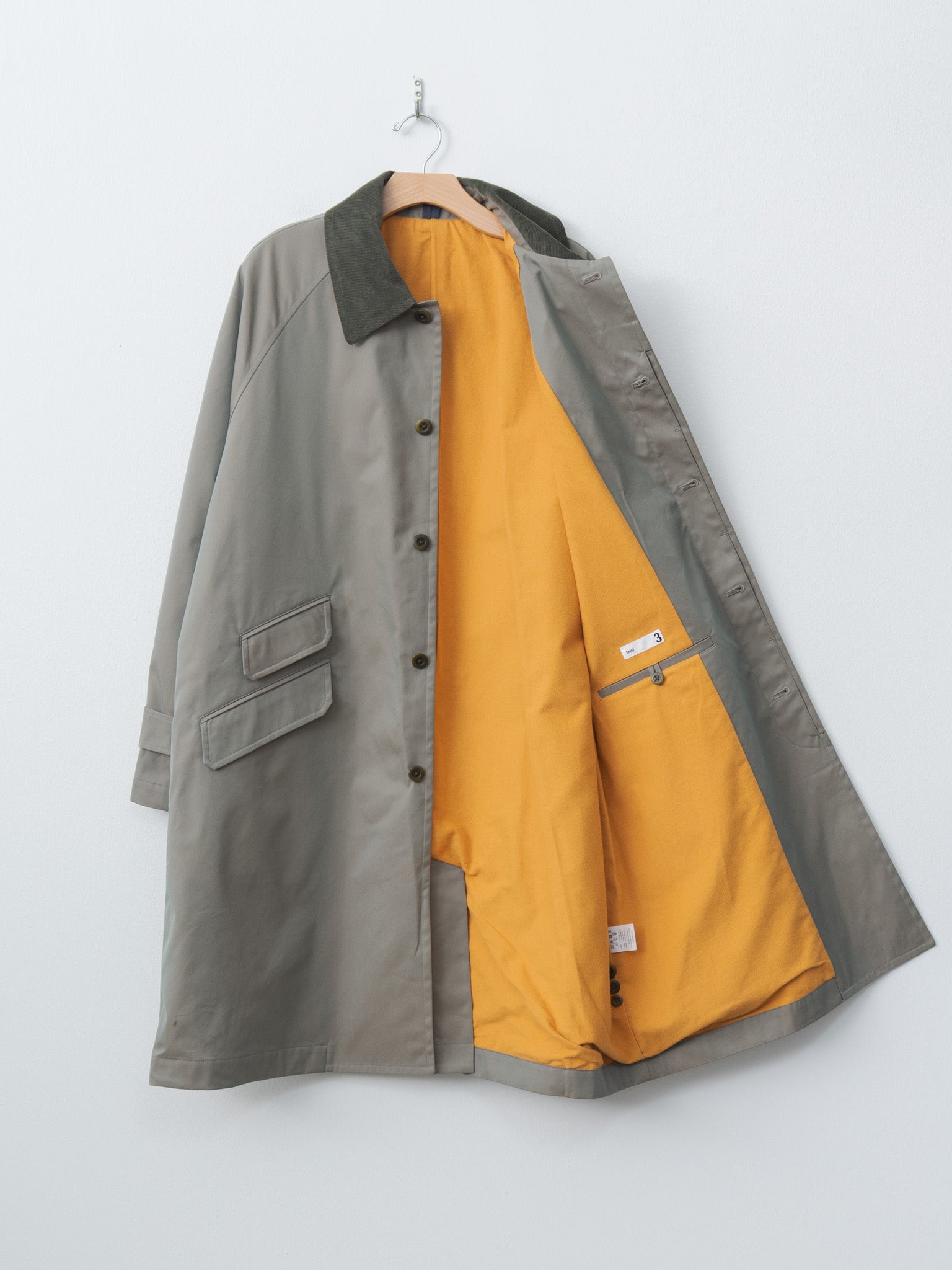 Cotton SOLOTEX Poly Chambray Stretch Twill Cloth Fly Front Raglan Sleeve Coat - Olive