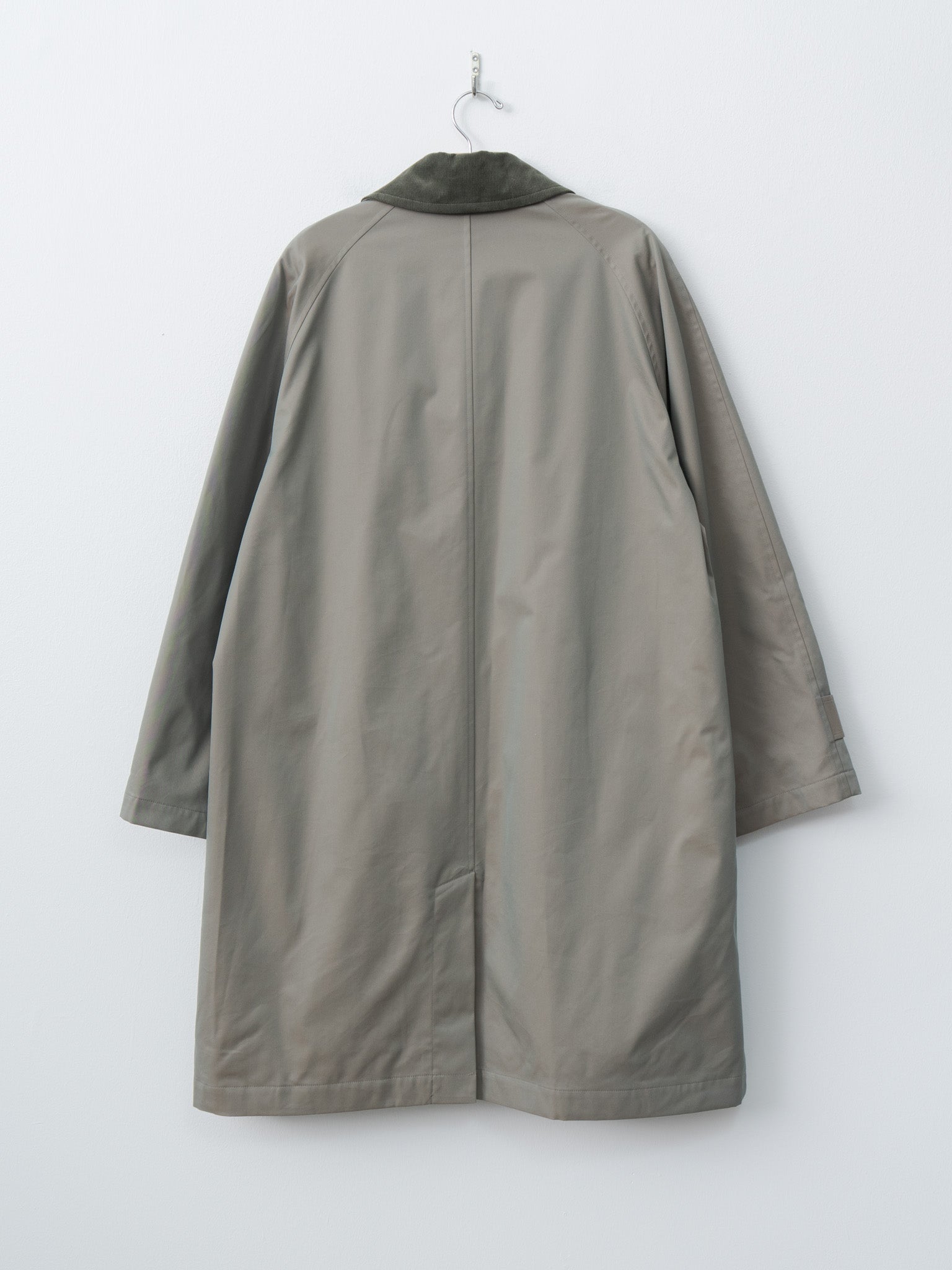 Cotton SOLOTEX Poly Chambray Stretch Twill Cloth Fly Front Raglan Sleeve Coat - Olive
