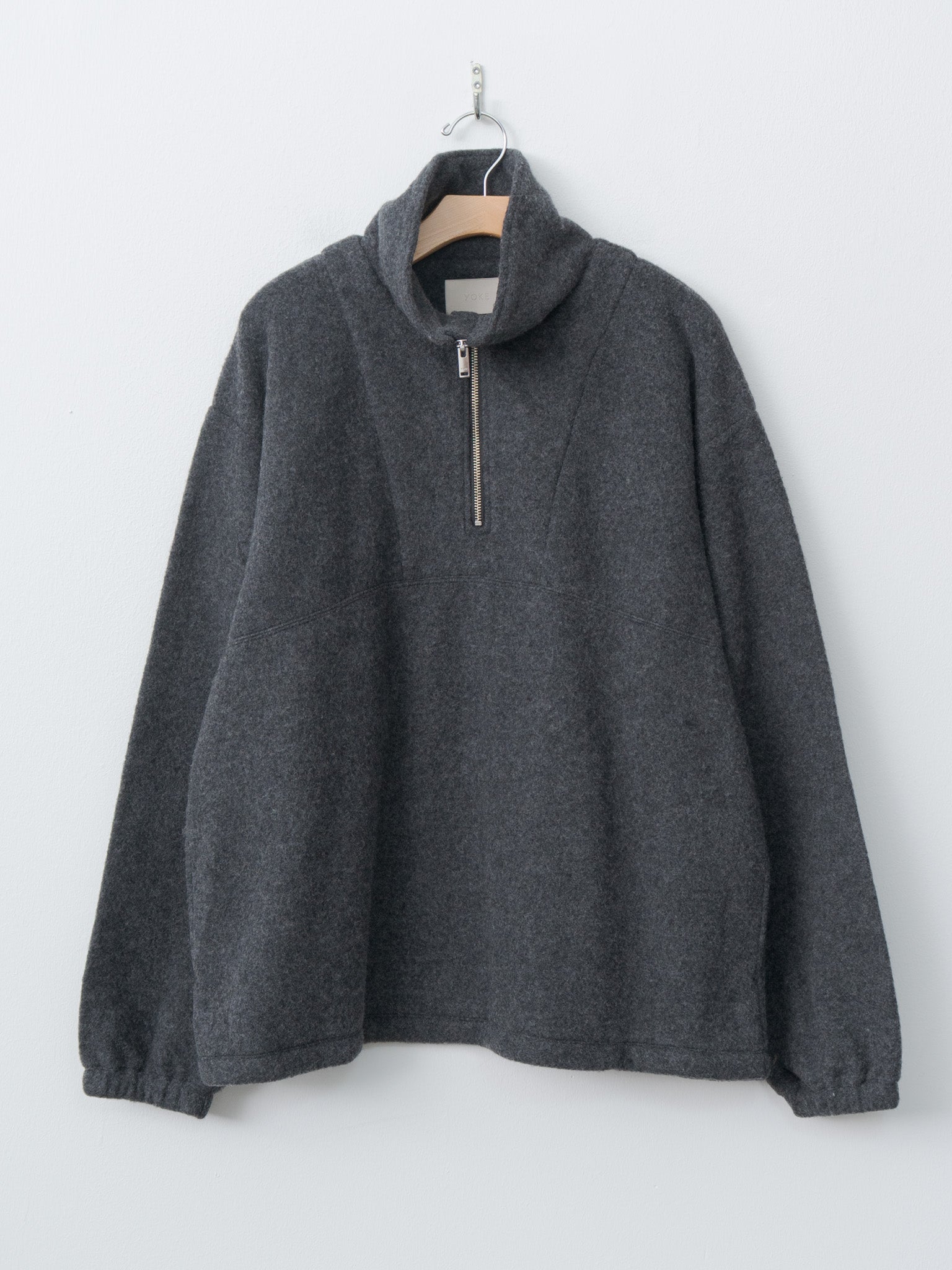 Wool Fleece Half Zip Pullover - Charcoal