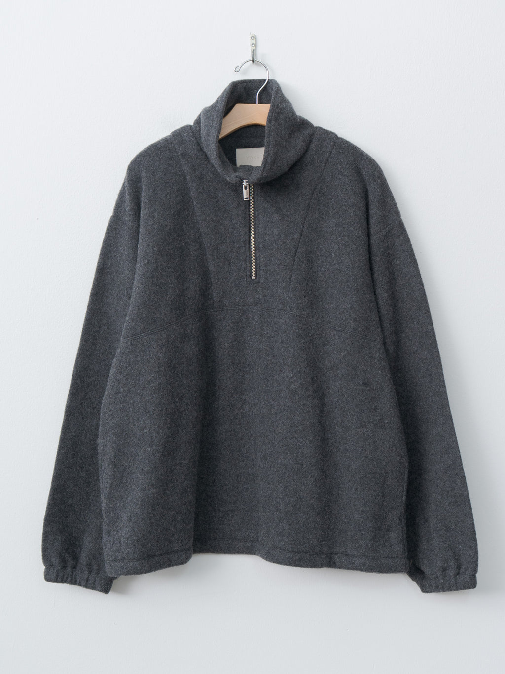 Wool Fleece Half Zip Pullover - Charcoal