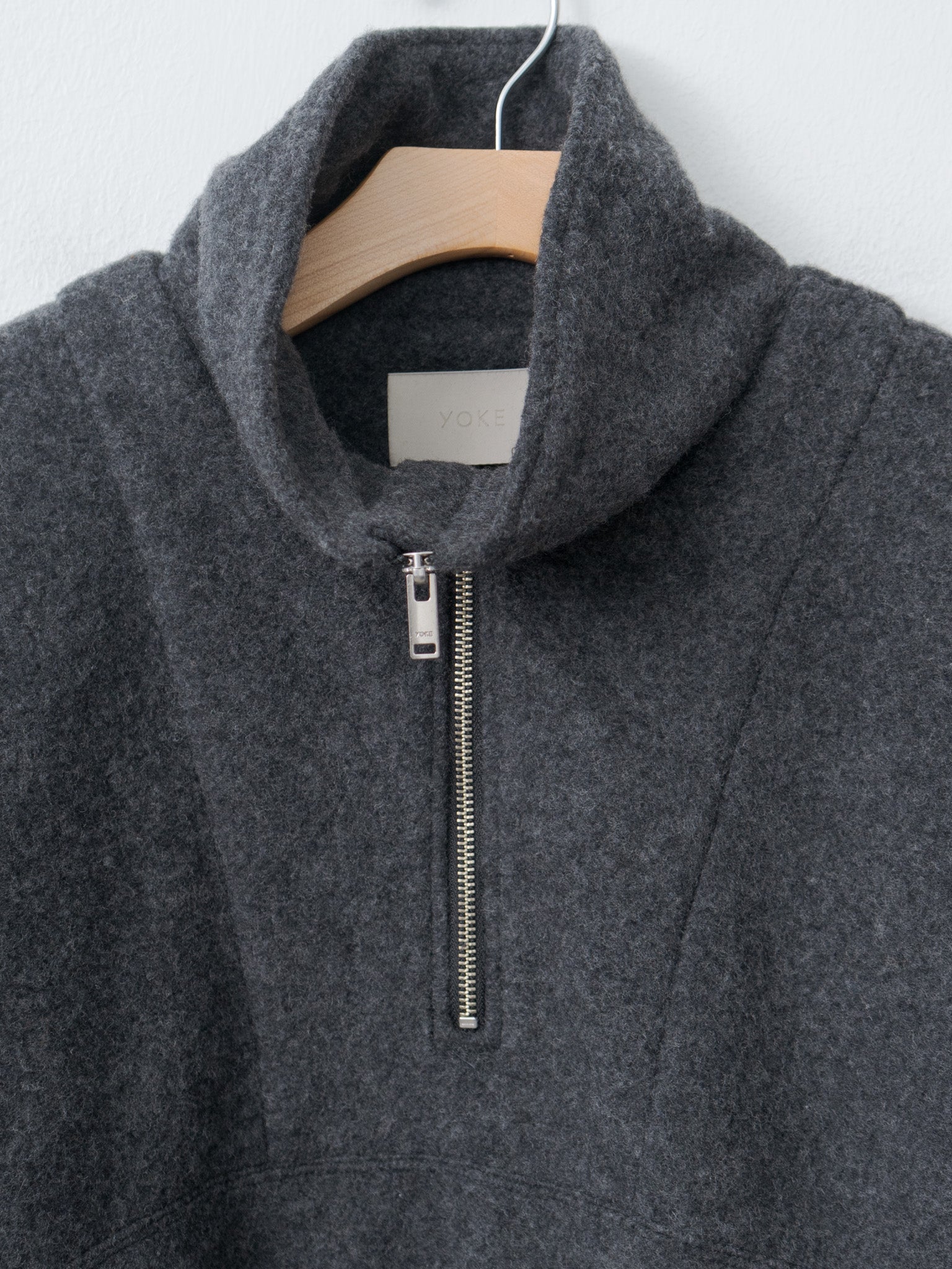 Wool Fleece Half Zip Pullover - Charcoal