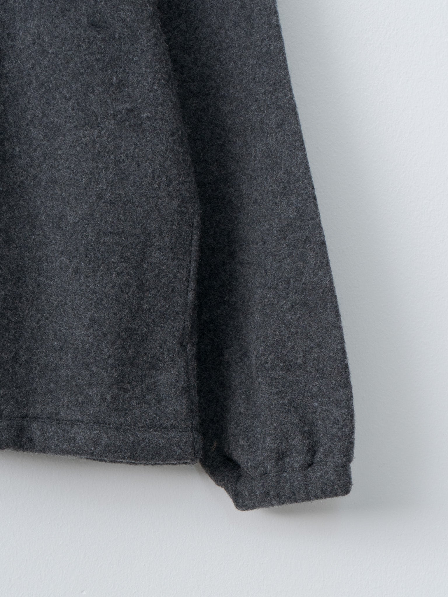 Wool Fleece Half Zip Pullover - Charcoal