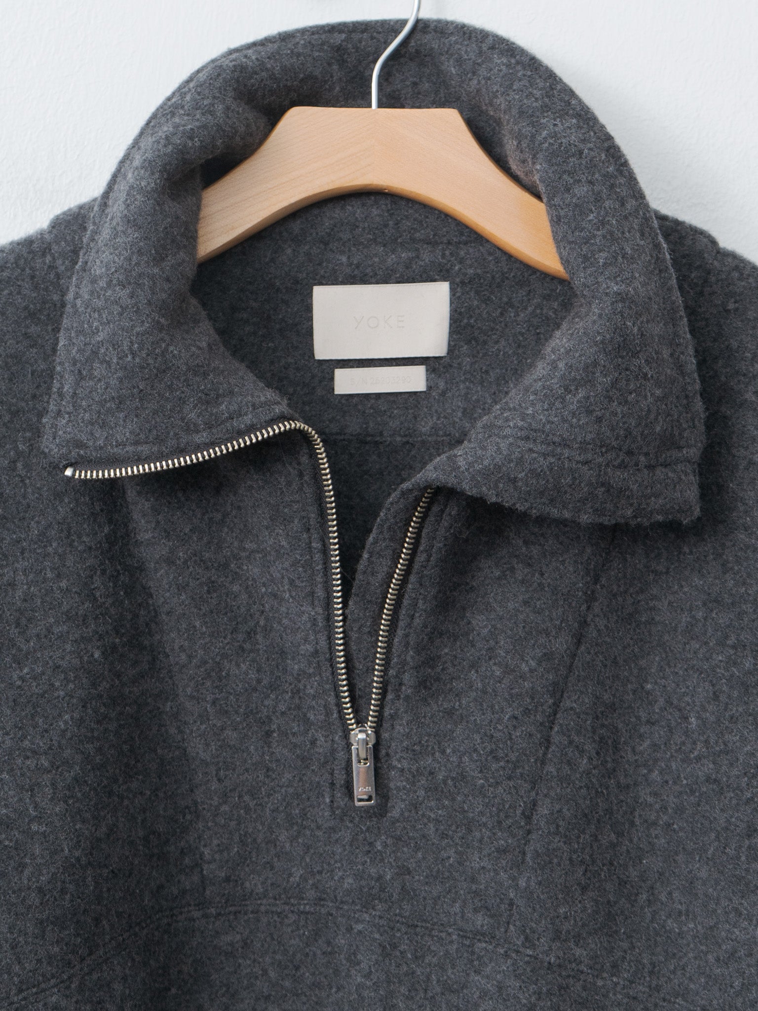 Wool Fleece Half Zip Pullover - Charcoal