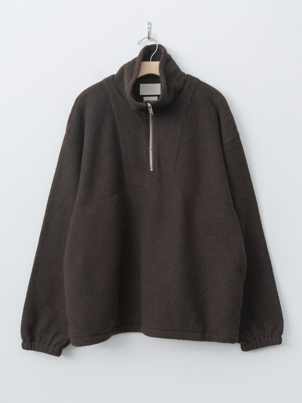 Wool Fleece Half Zip Pullover - Brown