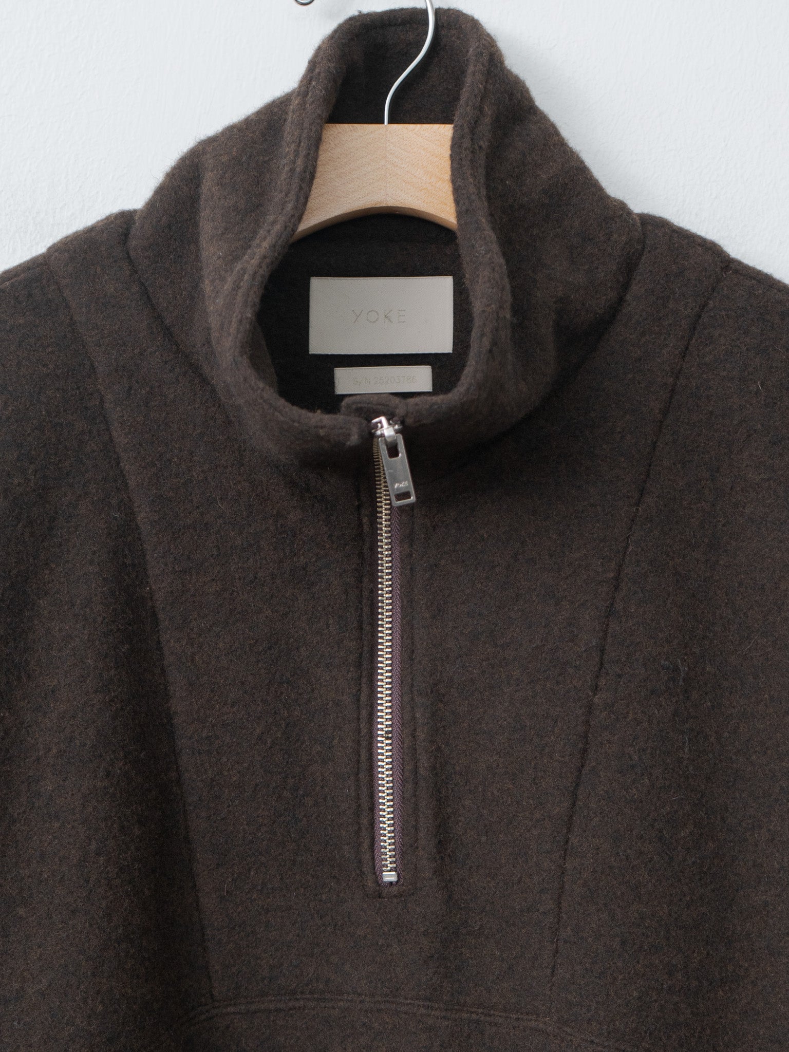 Wool Fleece Half Zip Pullover - Brown