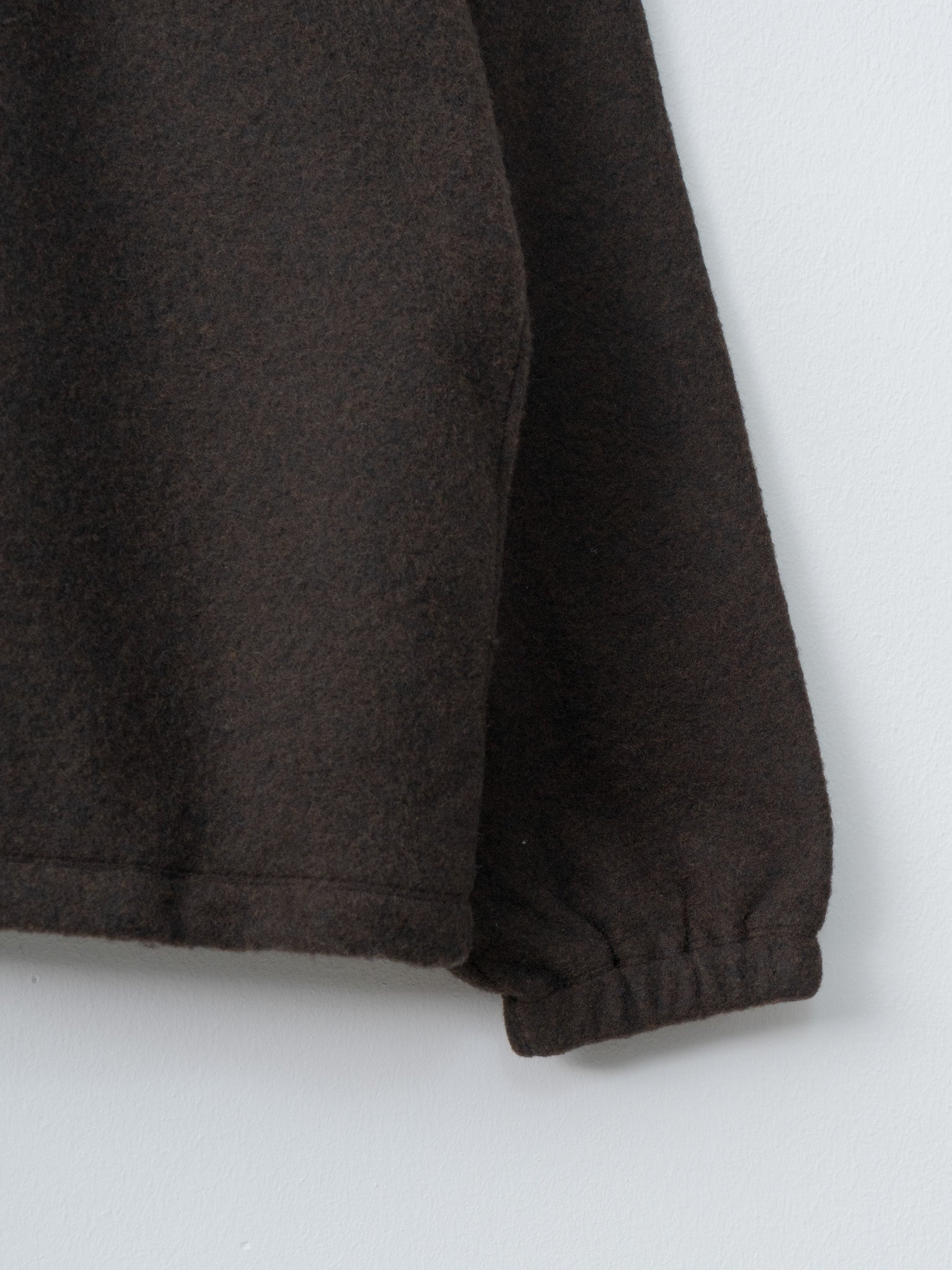 Wool Fleece Half Zip Pullover - Brown