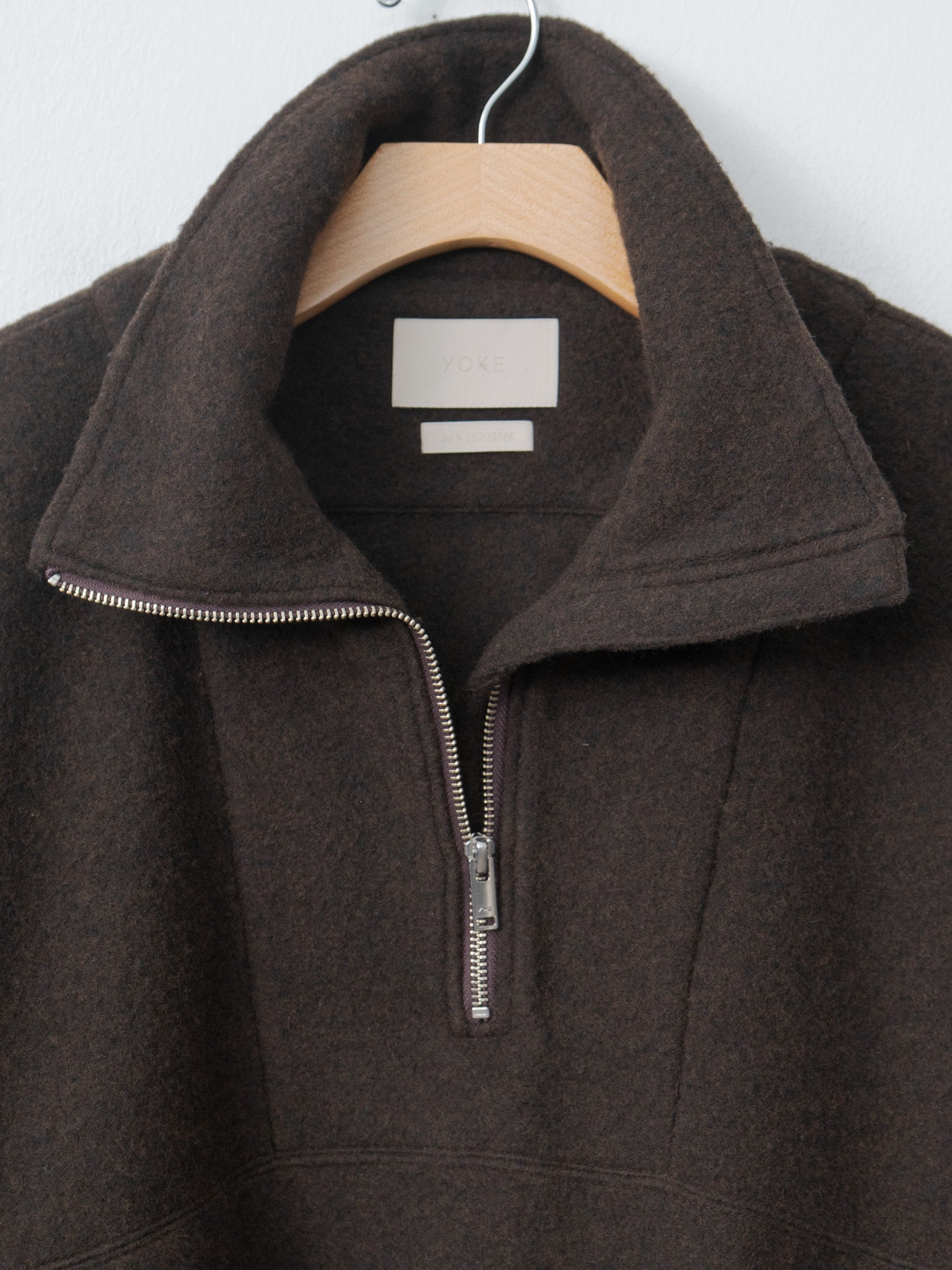 Wool Fleece Half Zip Pullover - Brown