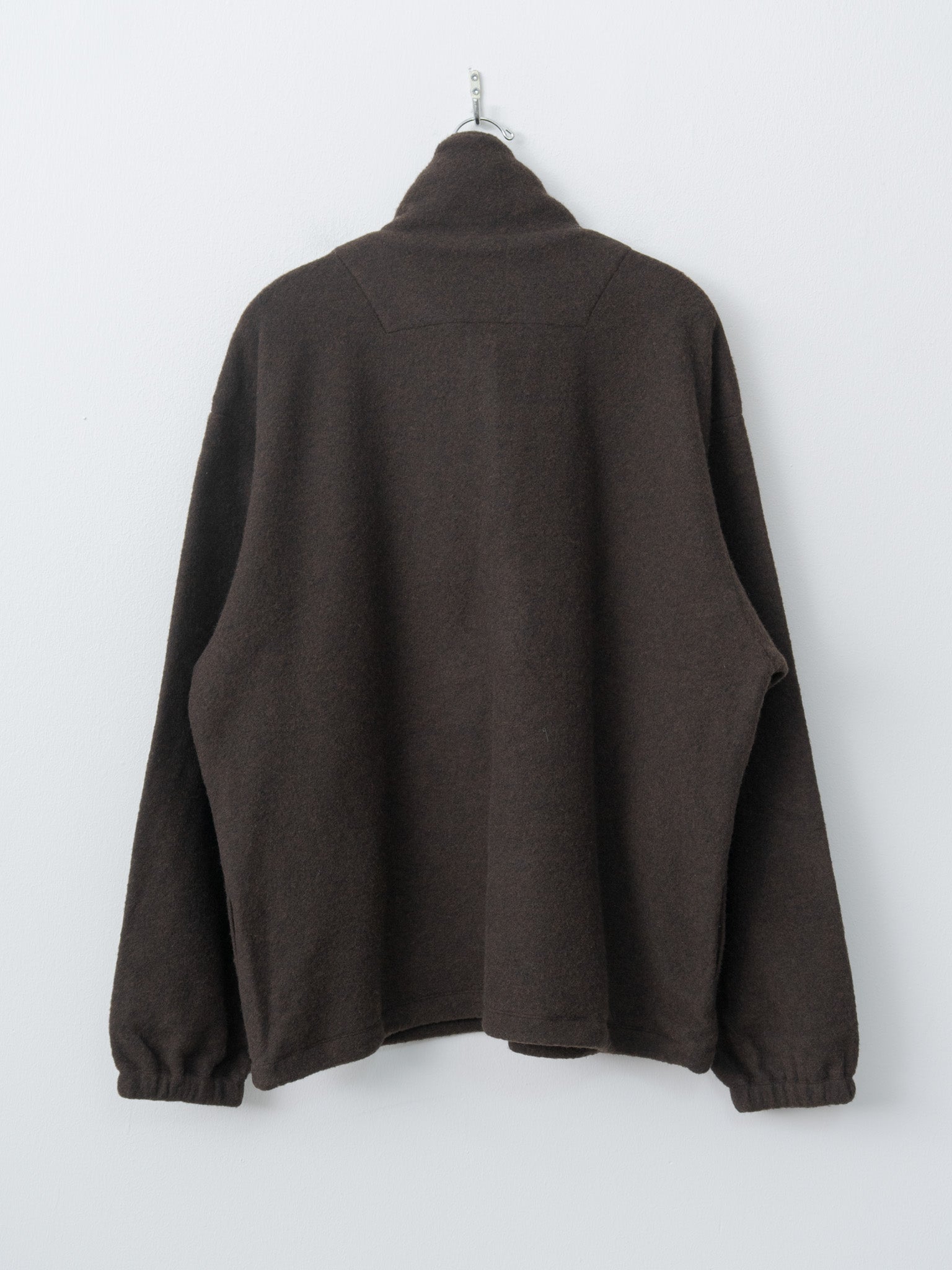 Wool Fleece Half Zip Pullover - Brown