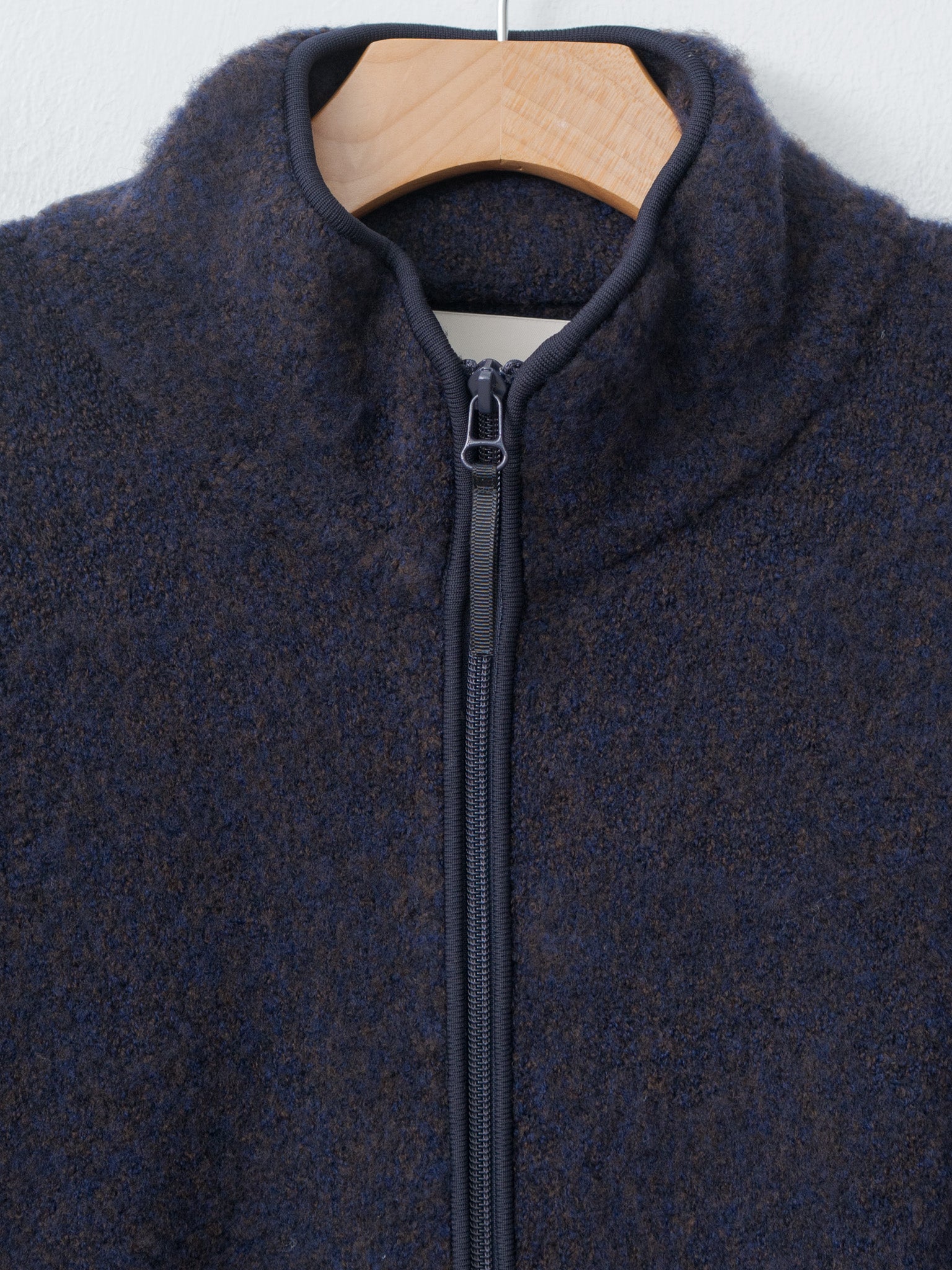 Boucle Knit Zip Jacket - Navy