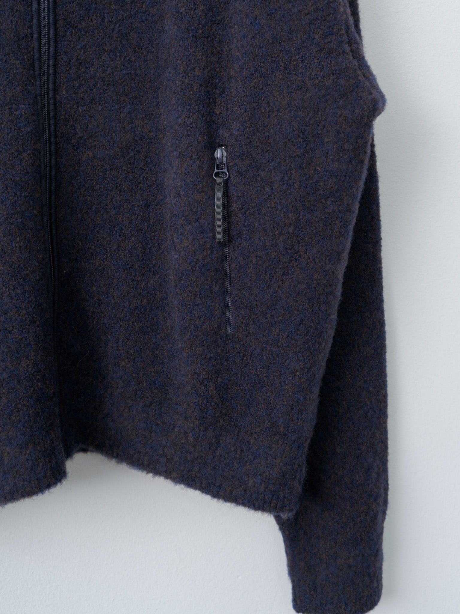 Boucle Knit Zip Jacket - Navy