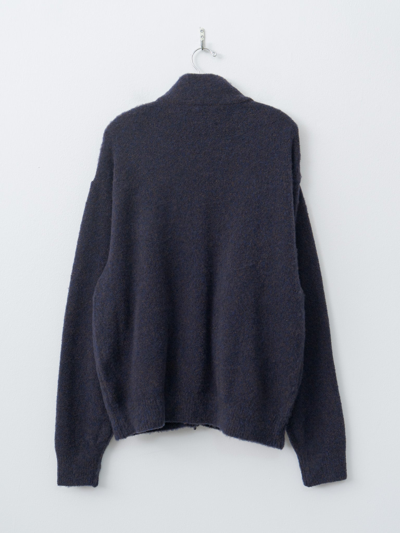 Boucle Knit Zip Jacket - Navy