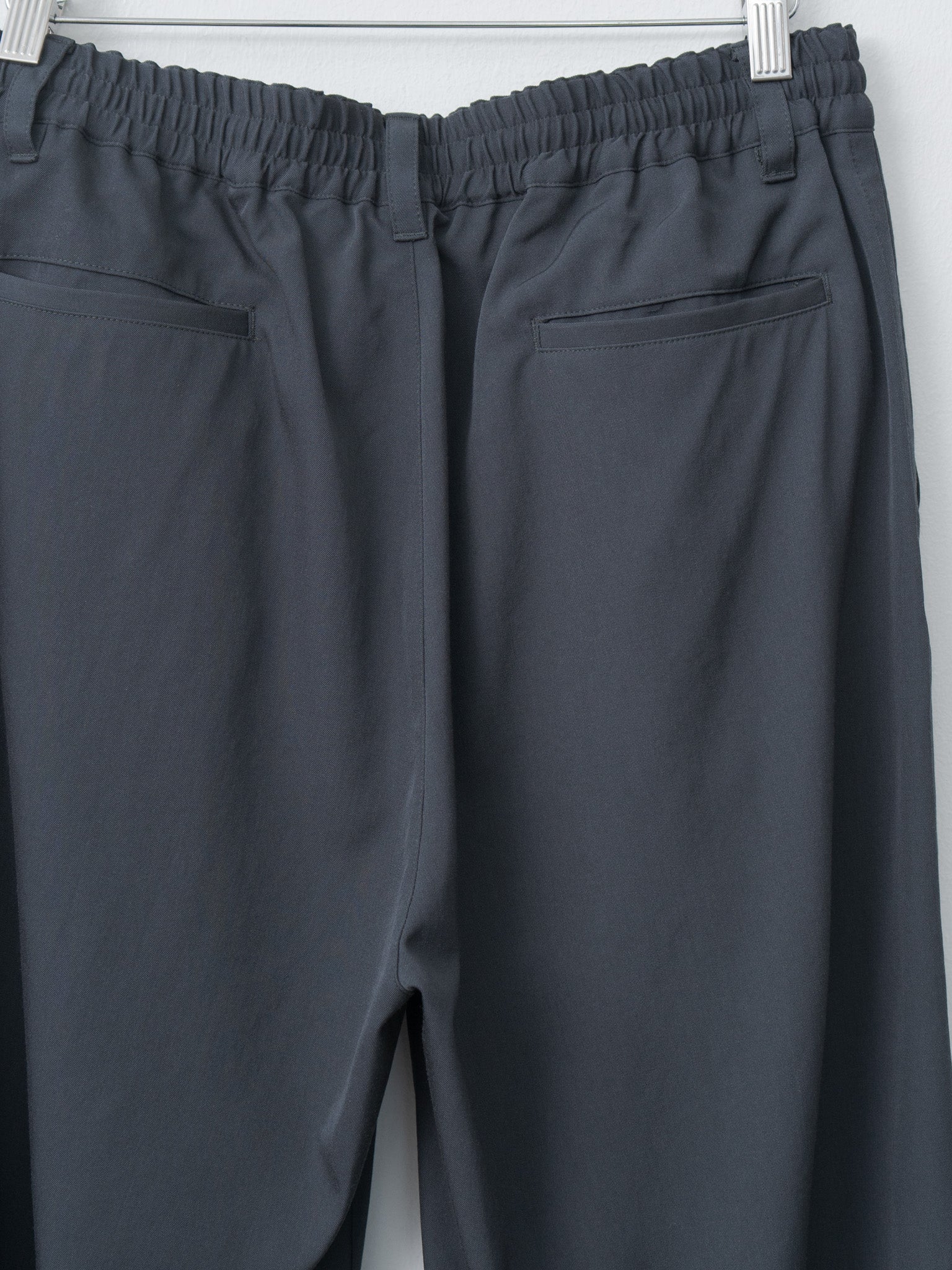 Wool Washer Twill 2pleated Wide-leg Easy Trousers - Navy