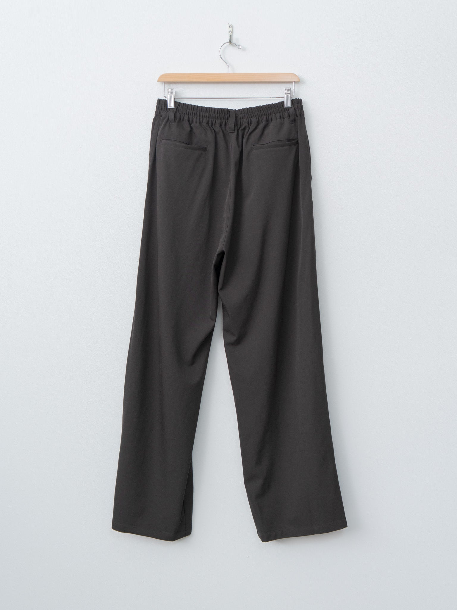 Wool Washer Twill 2pleated Wide-leg Easy Trousers - Brown