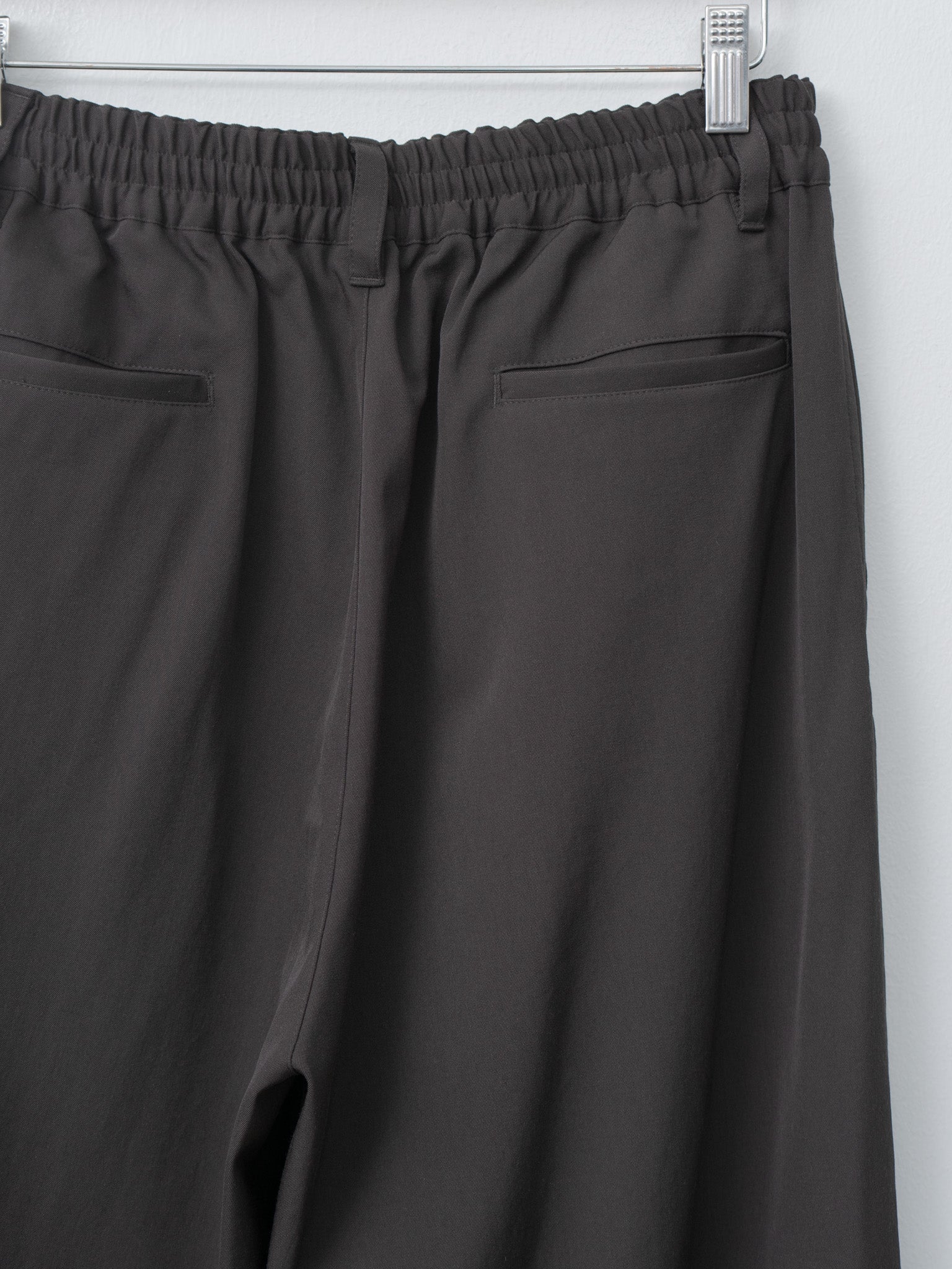 Wool Washer Twill 2pleated Wide-leg Easy Trousers - Brown