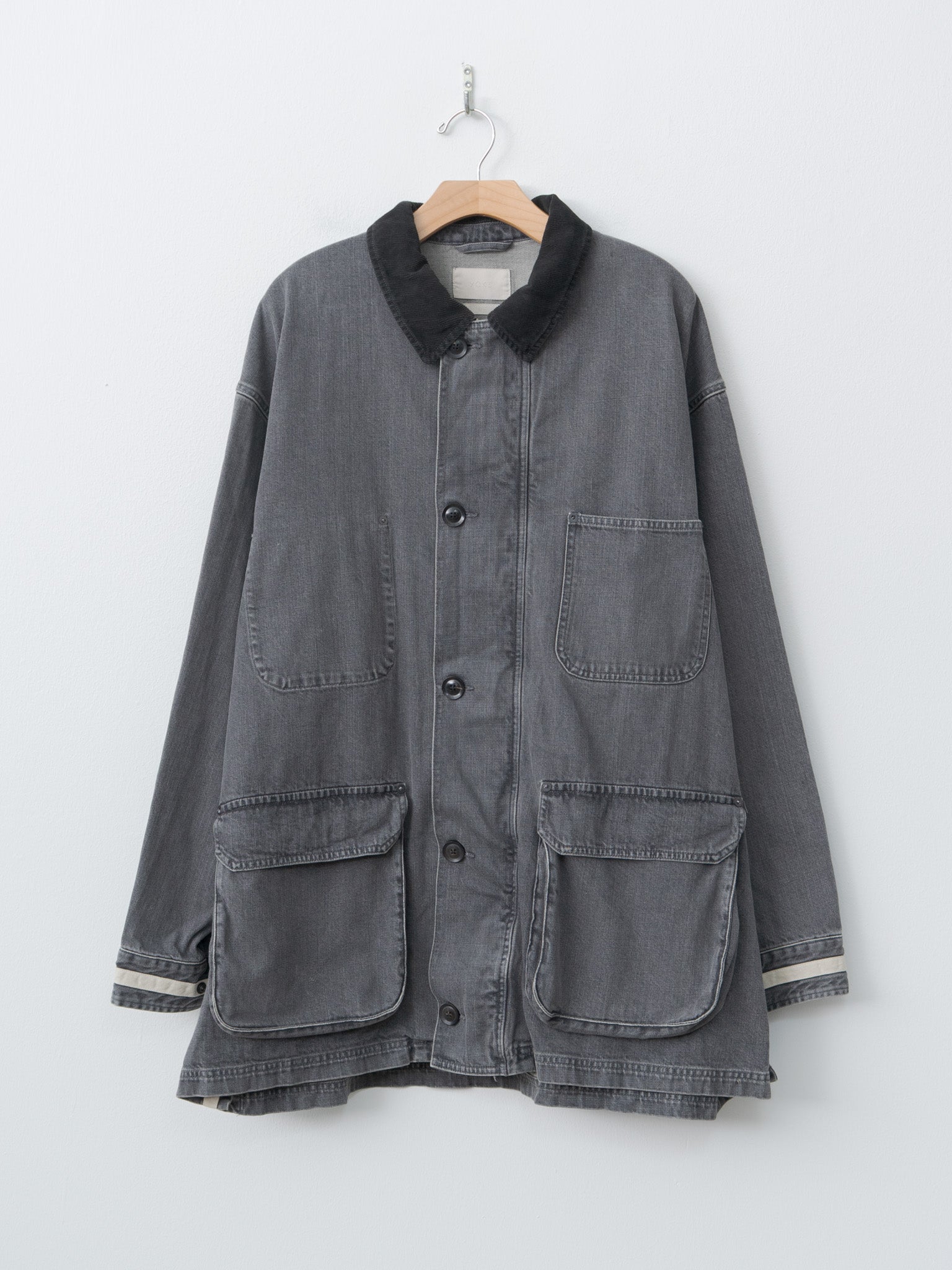 Vintaged Denim Coverall Half Coat - Black