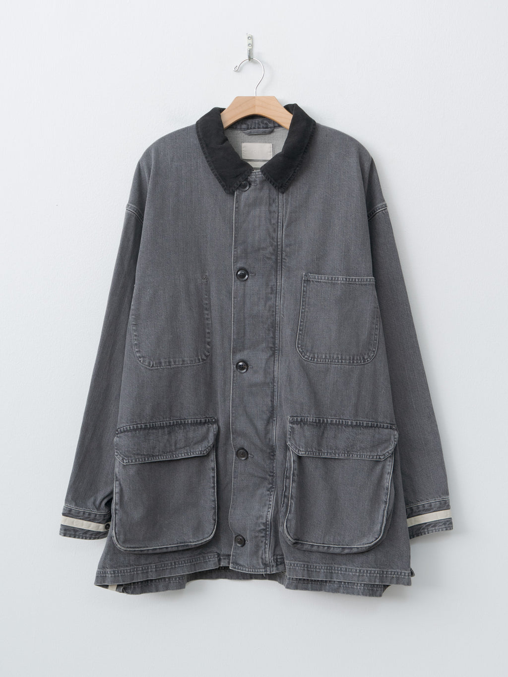 Vintaged Denim Coverall Half Coat - Black