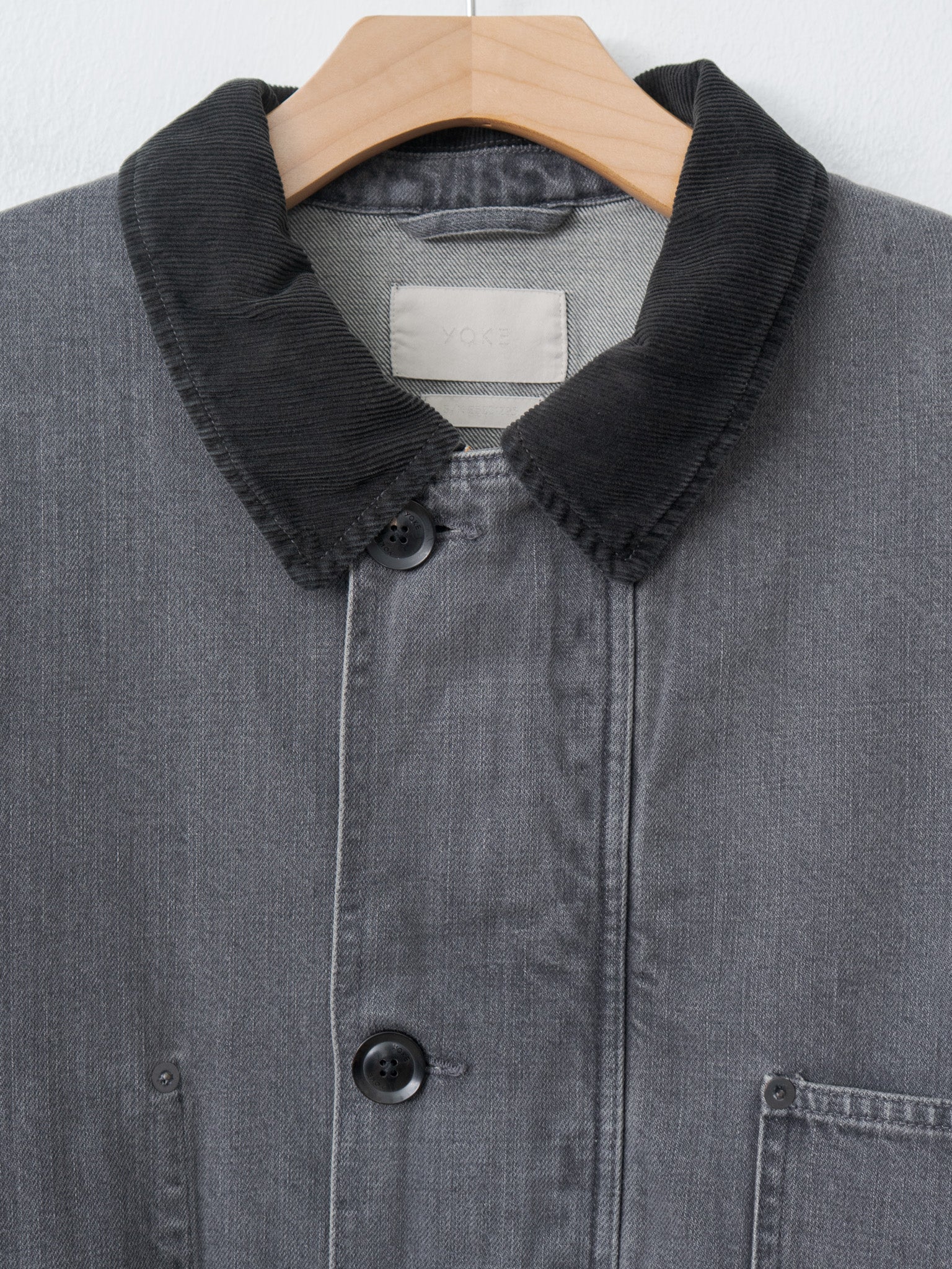 Vintaged Denim Coverall Half Coat - Black