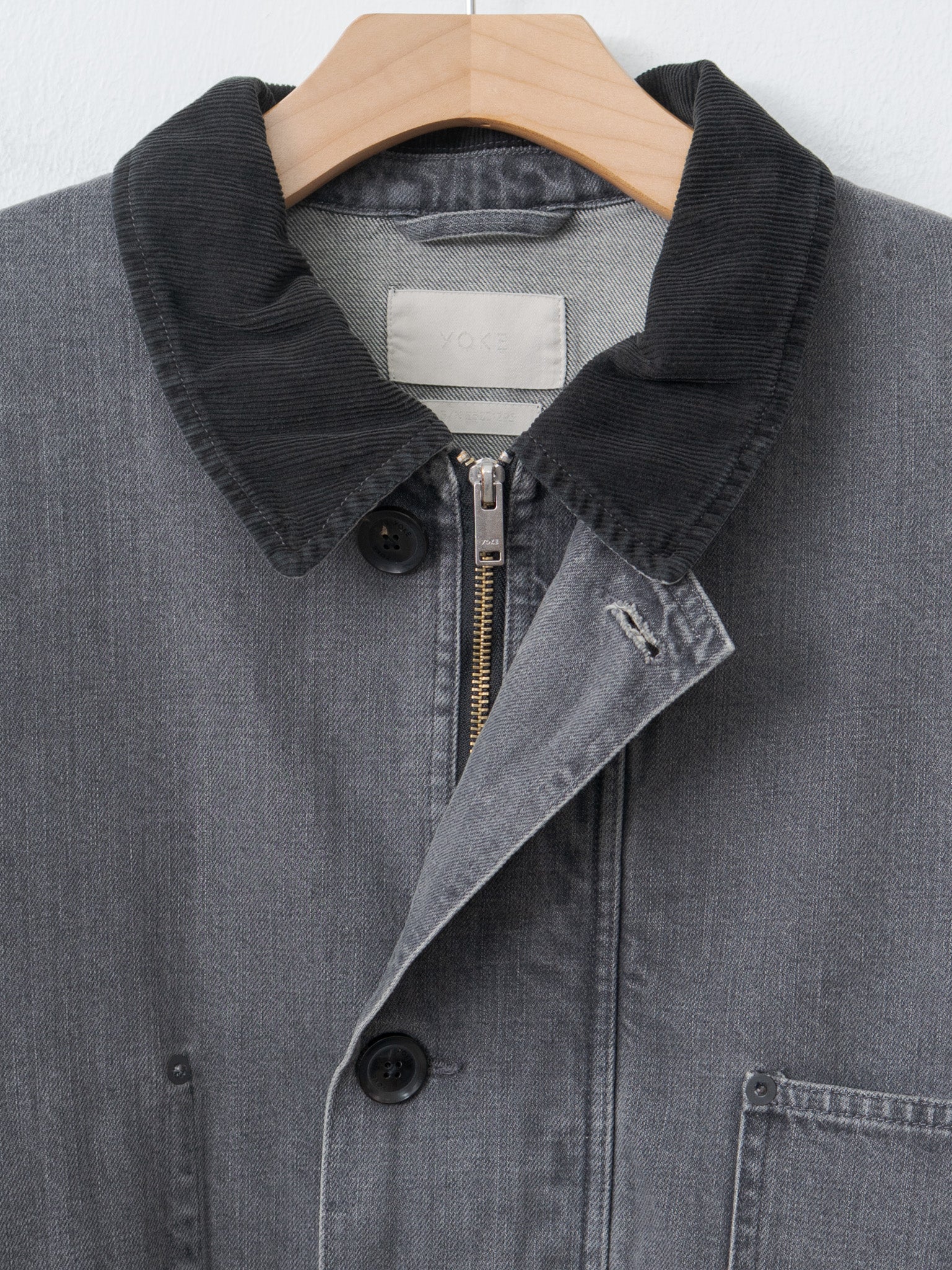 Vintaged Denim Coverall Half Coat - Black