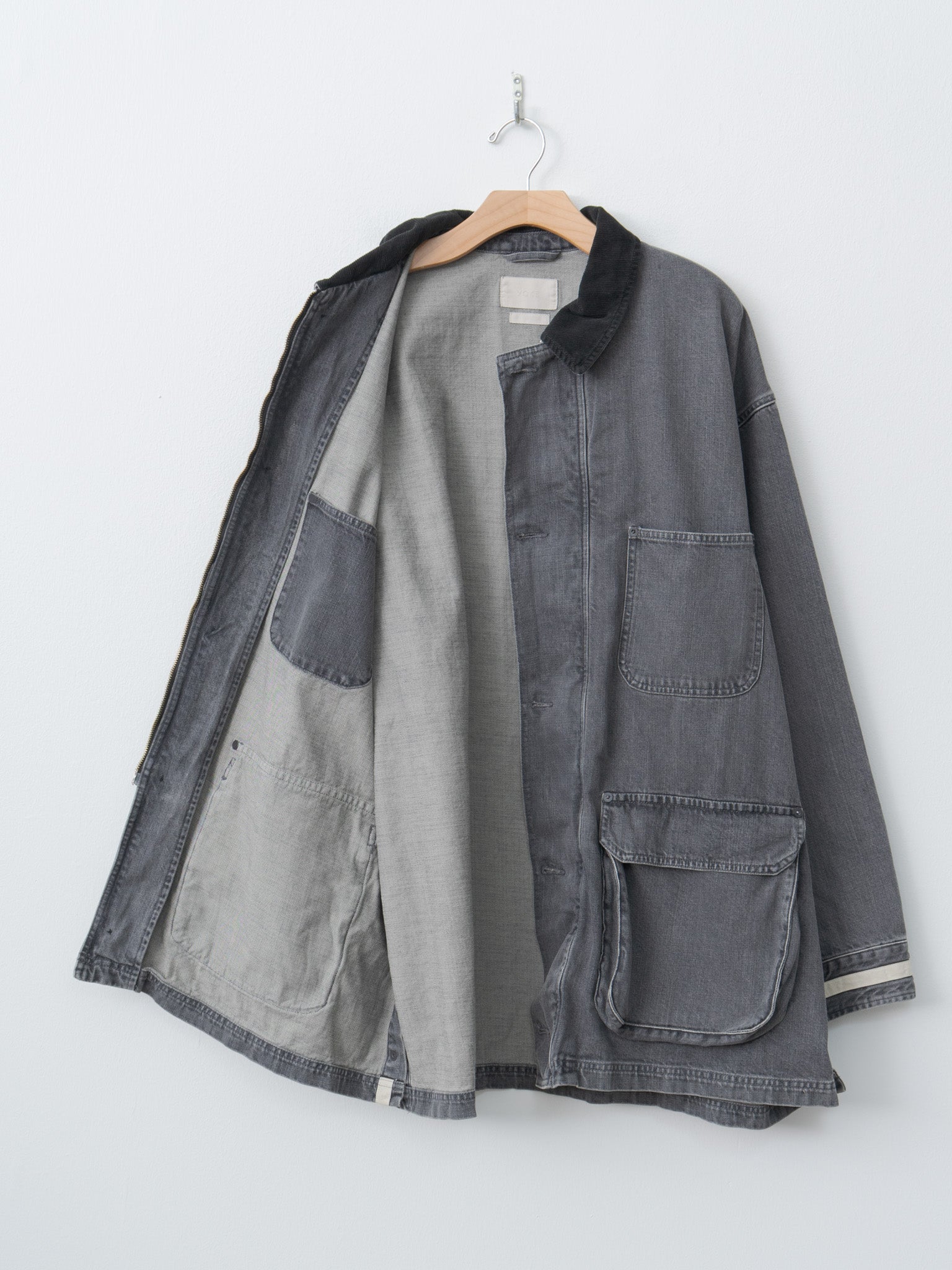 Vintaged Denim Coverall Half Coat - Black
