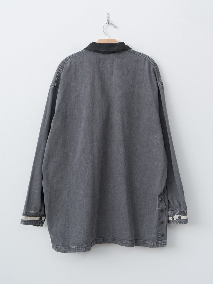 Namu Shop - Yoke Vintaged Denim Coverall Half Coat - Black