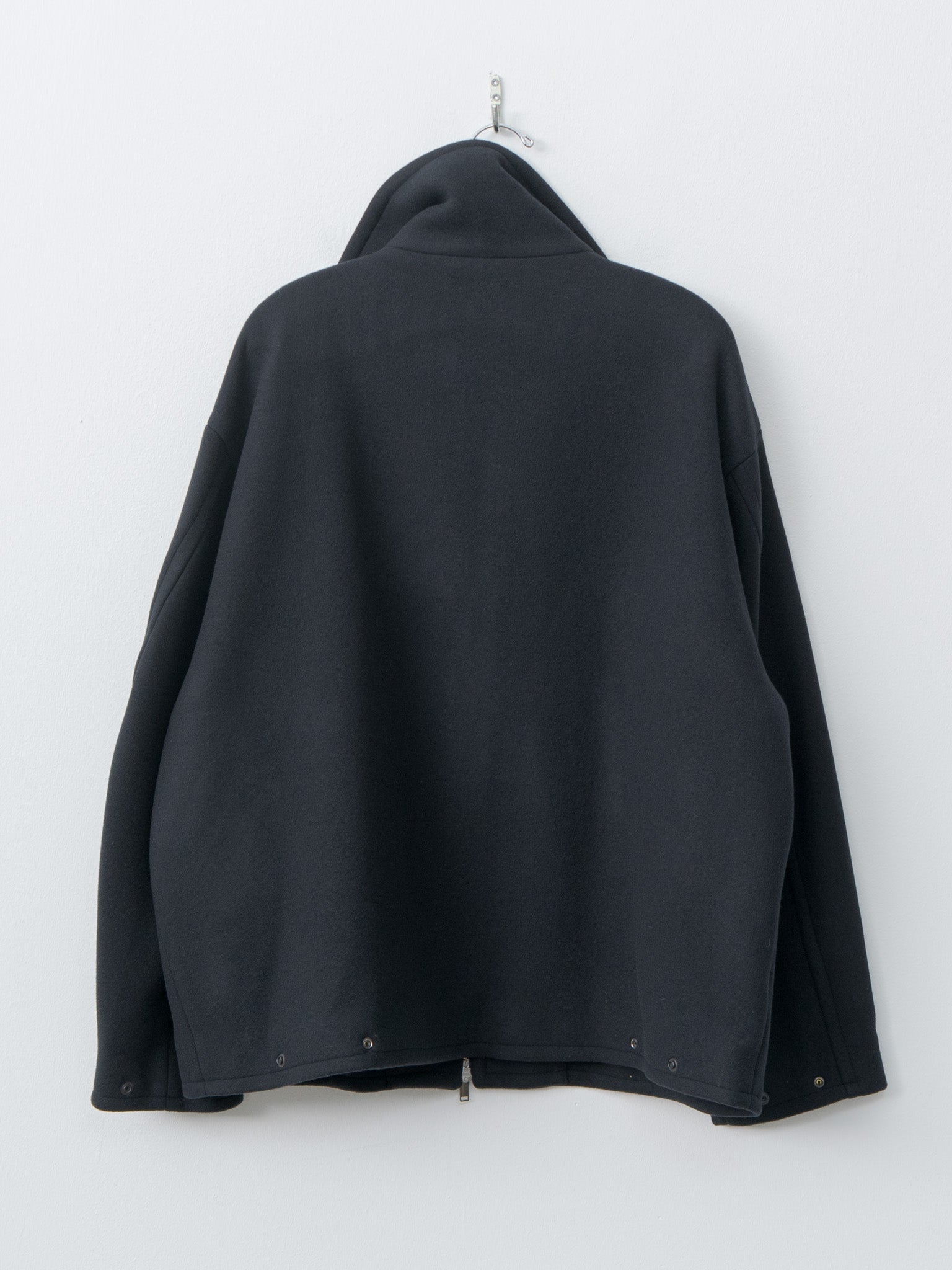 Melton Stand Collar Zip Blouson - Black