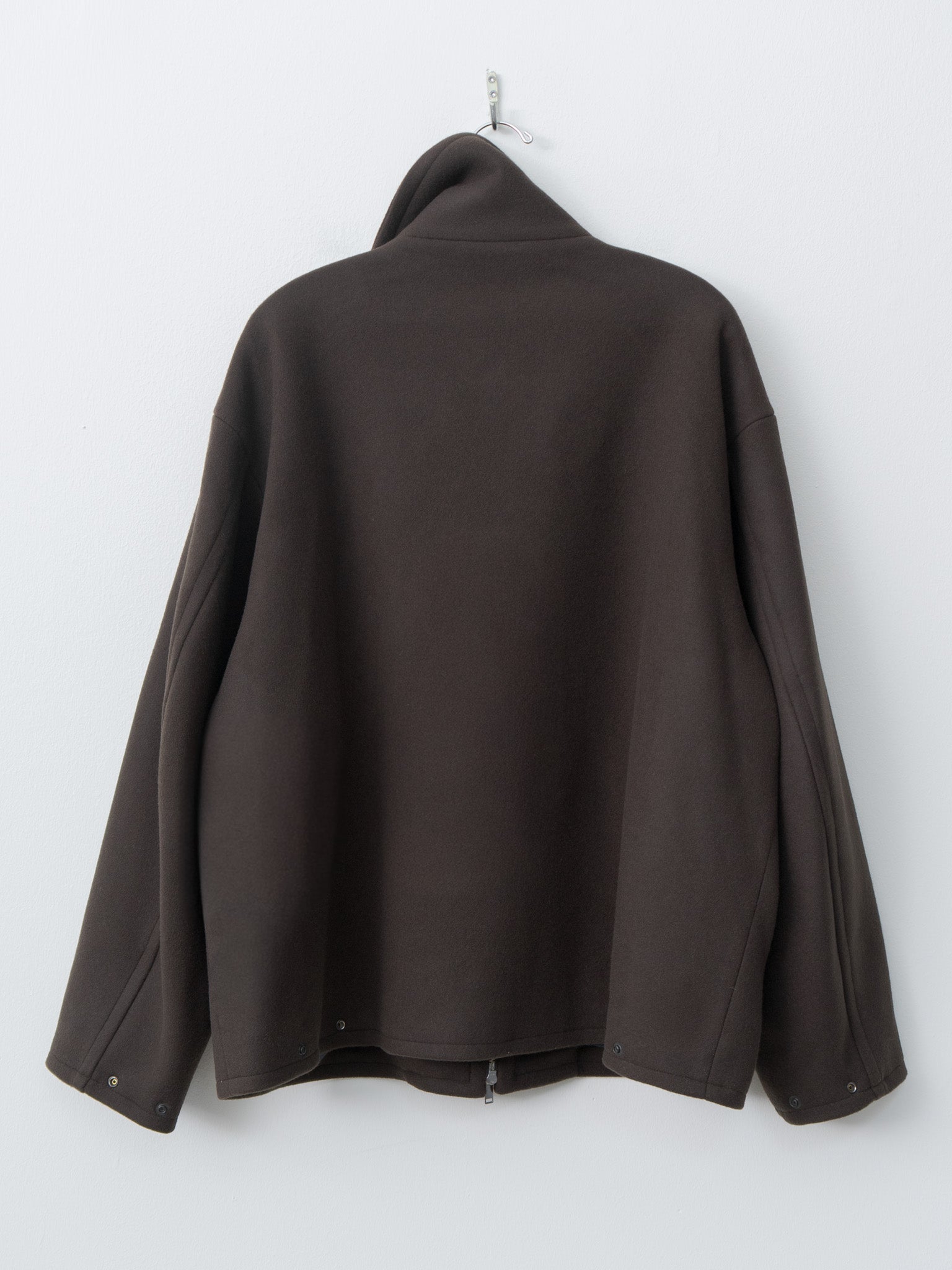 Melton Stand Collar Zip Blouson - Brown