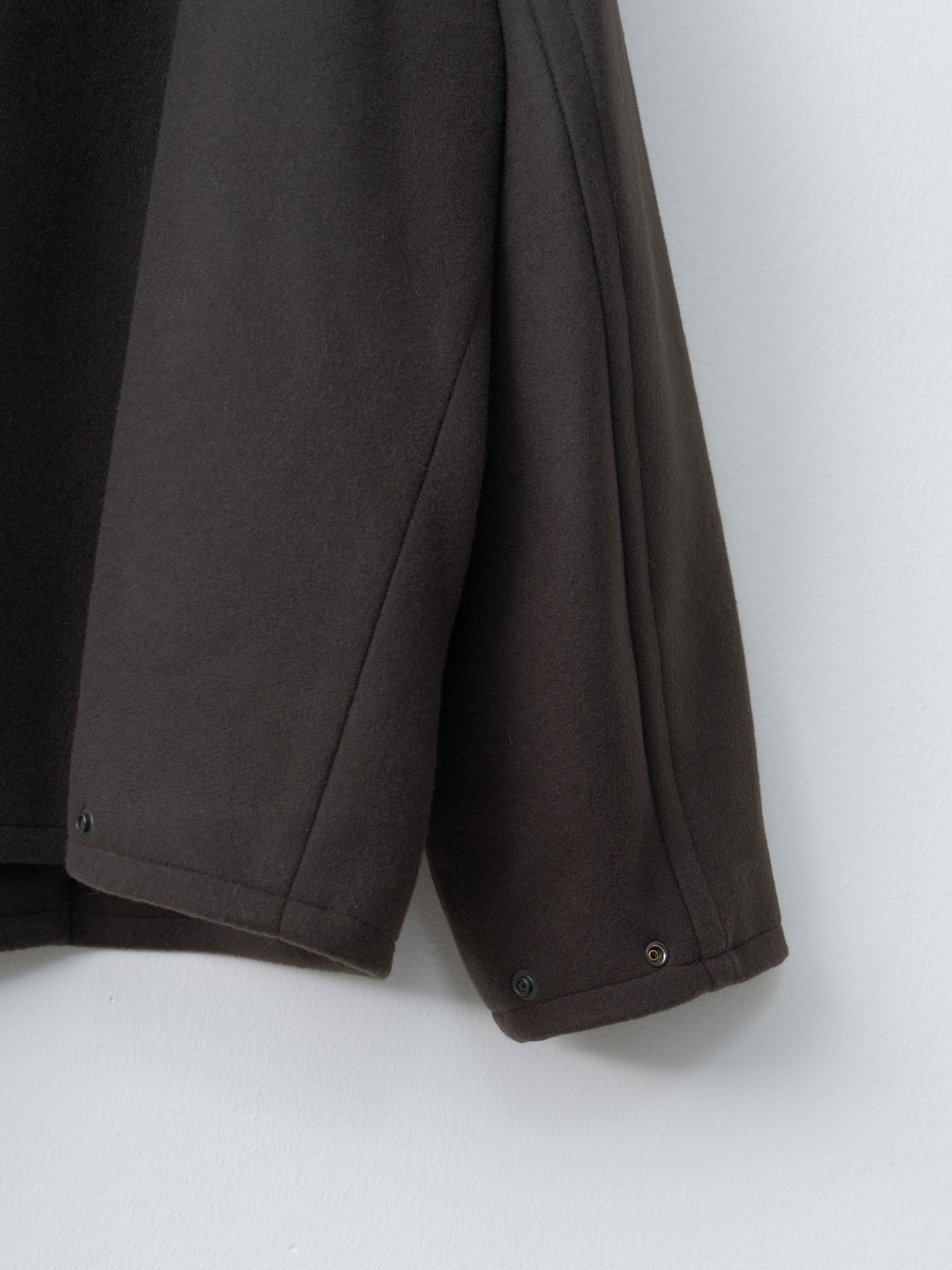 Melton Stand Collar Zip Blouson - Brown