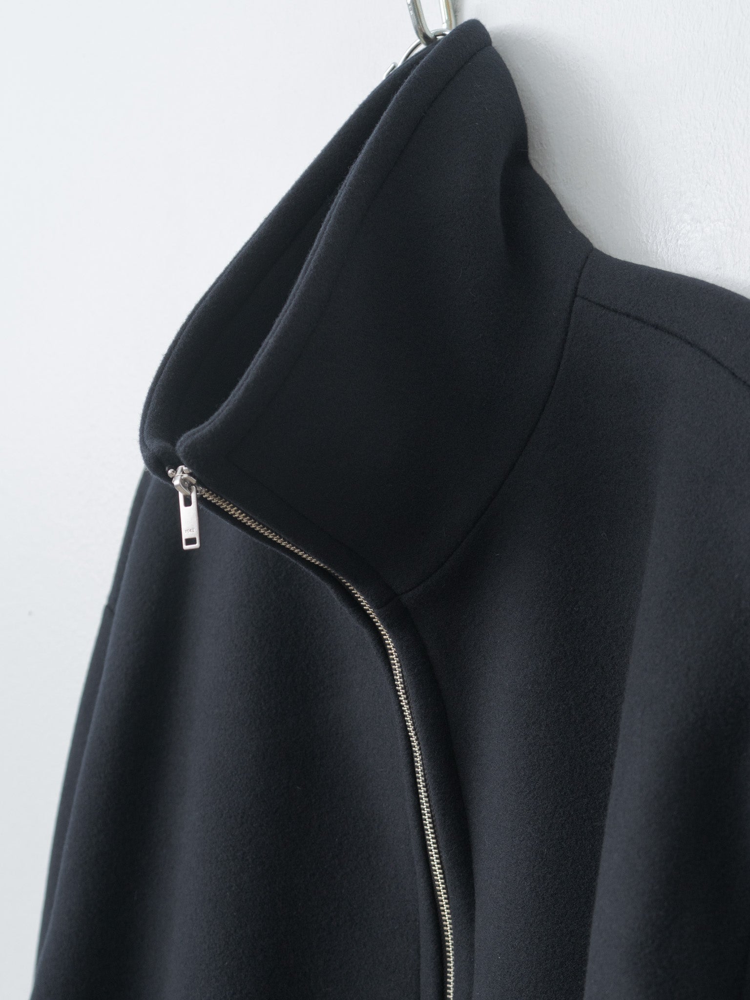 Melton Stand Collar Zip Blouson - Black