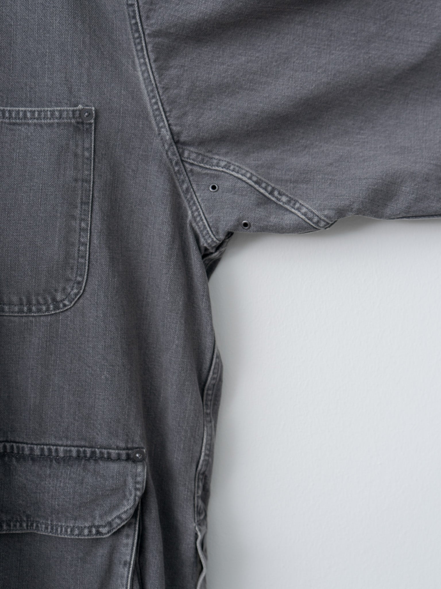 Vintaged Denim Coverall Half Coat - Black