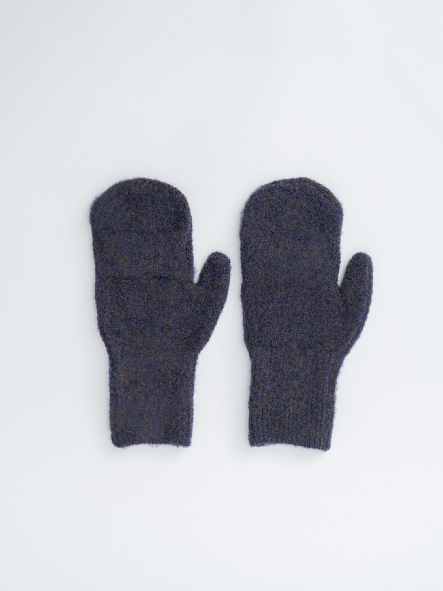 3-Color Mix Boucle Mitten - Navy