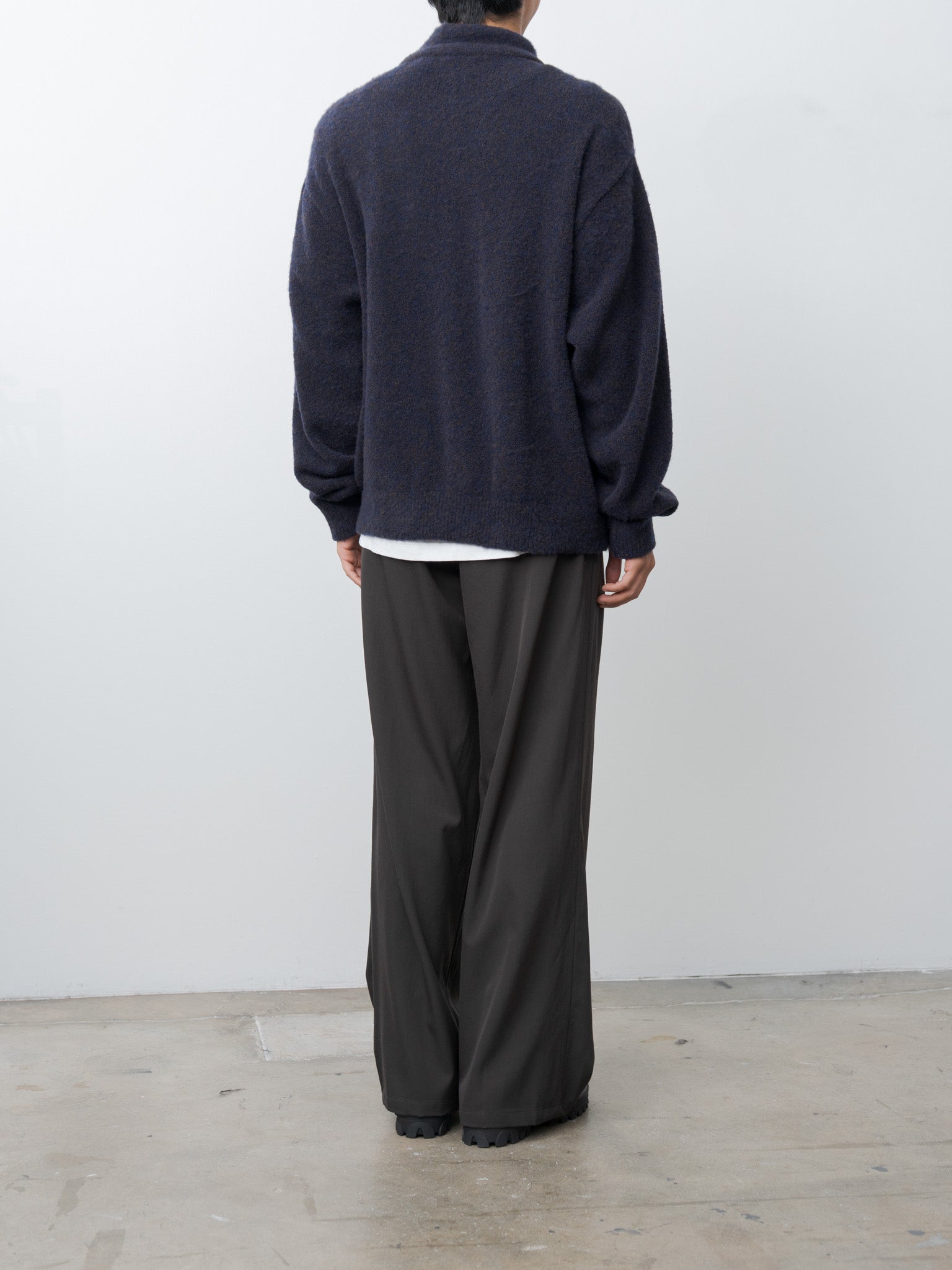 Boucle Knit Zip Jacket - Navy