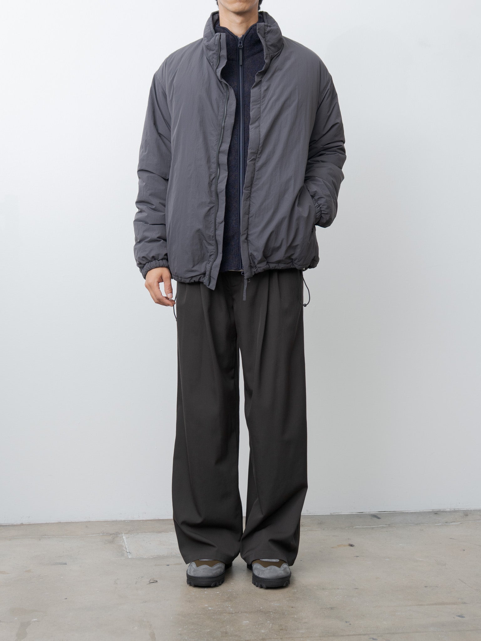 Nylon Puffer Blouson - Charcoal