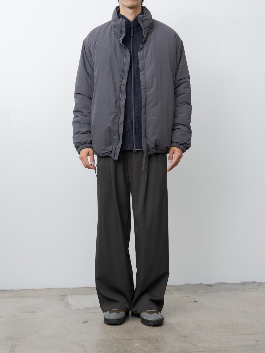 Nylon Puffer Blouson - Charcoal