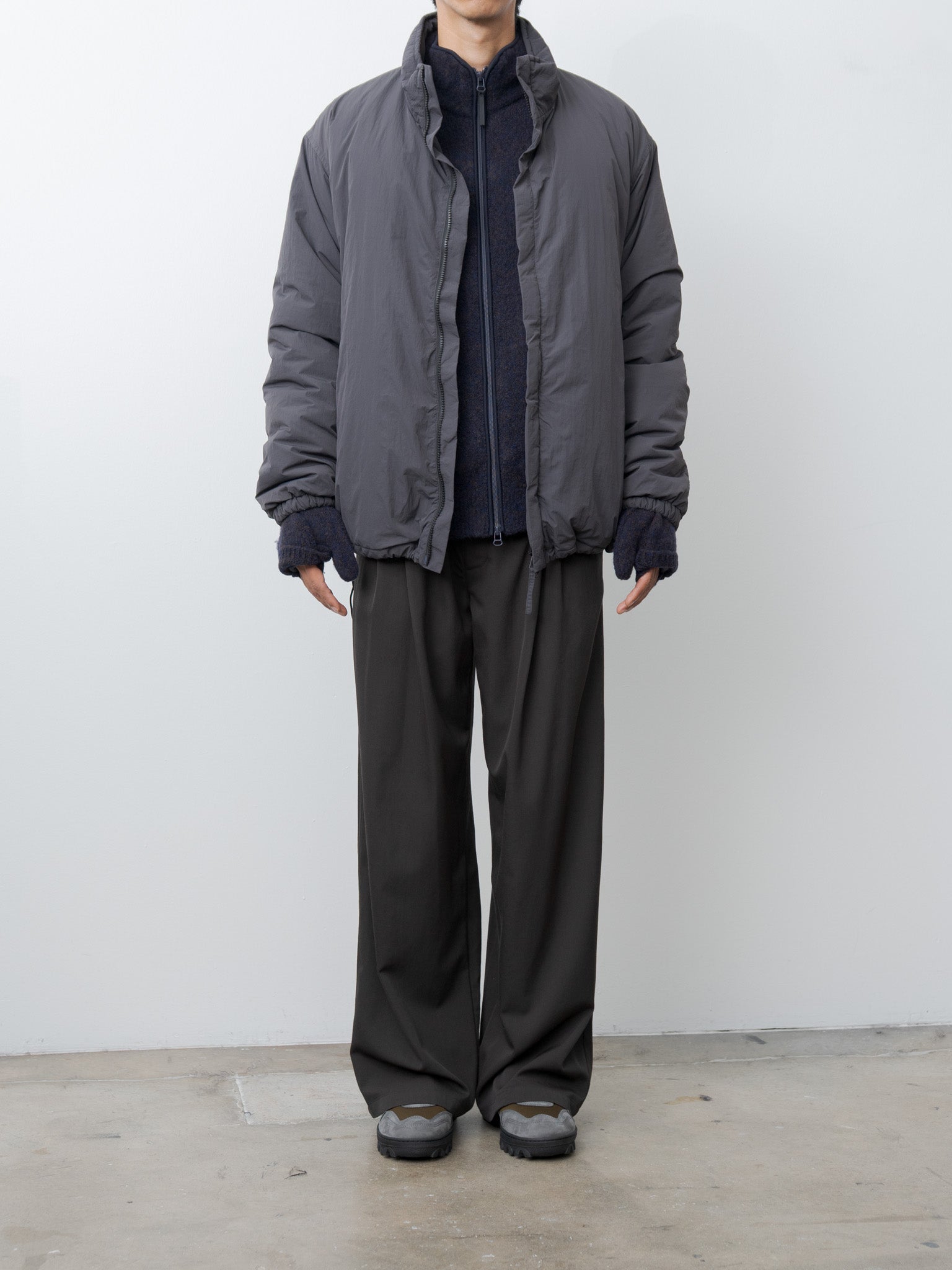 3-Color Mix Boucle Mitten - Navy