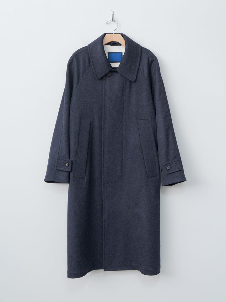 Austria Himalaya Loden Inverted Pleats Balmacaan Coat - Navy
