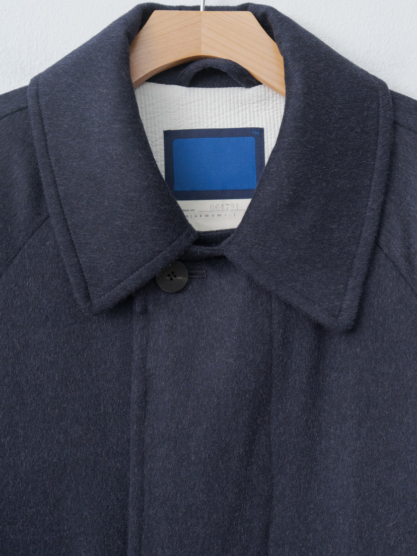 Namu Shop - Document Austria Himalaya Loden Inverted Pleats Balmacaan Coat - Navy