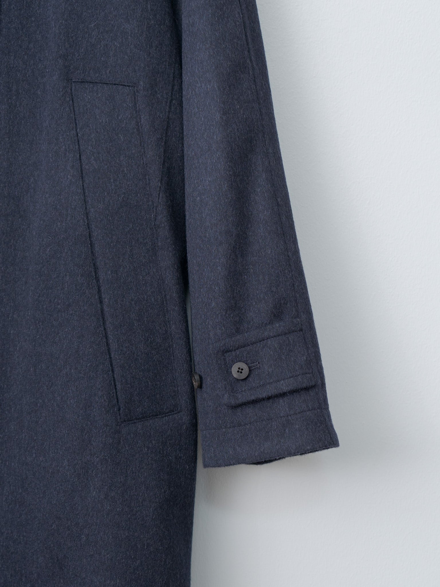 Austria Himalaya Loden Inverted Pleats Balmacaan Coat - Navy