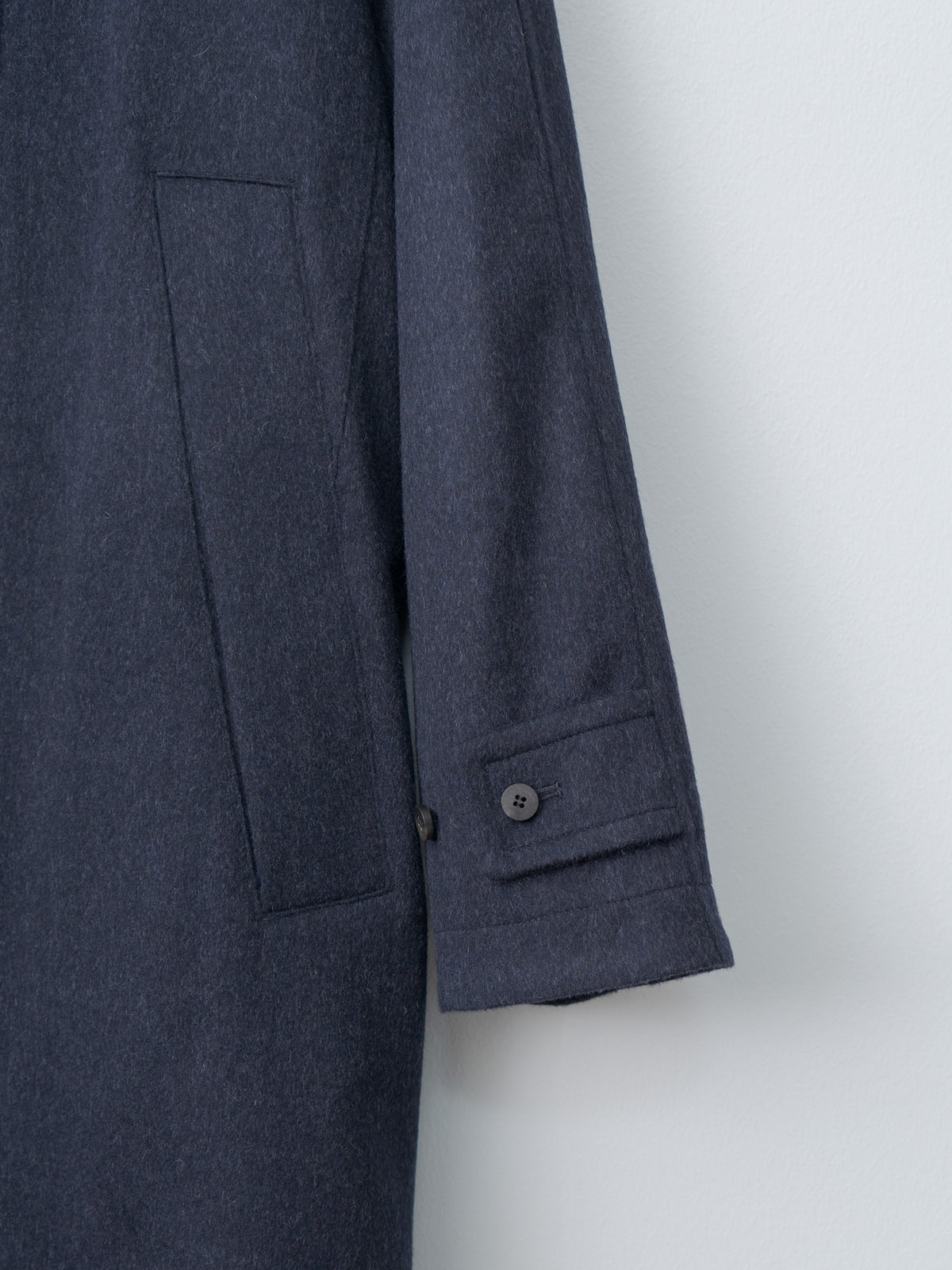 Namu Shop - Document Austria Himalaya Loden Inverted Pleats Balmacaan Coat - Navy