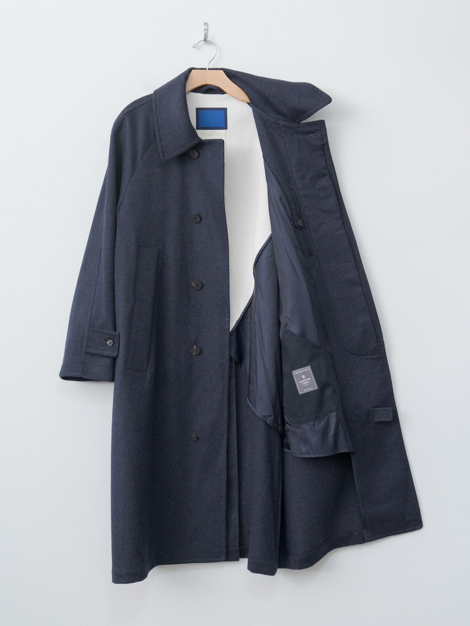 Austria Himalaya Loden Inverted Pleats Balmacaan Coat - Navy