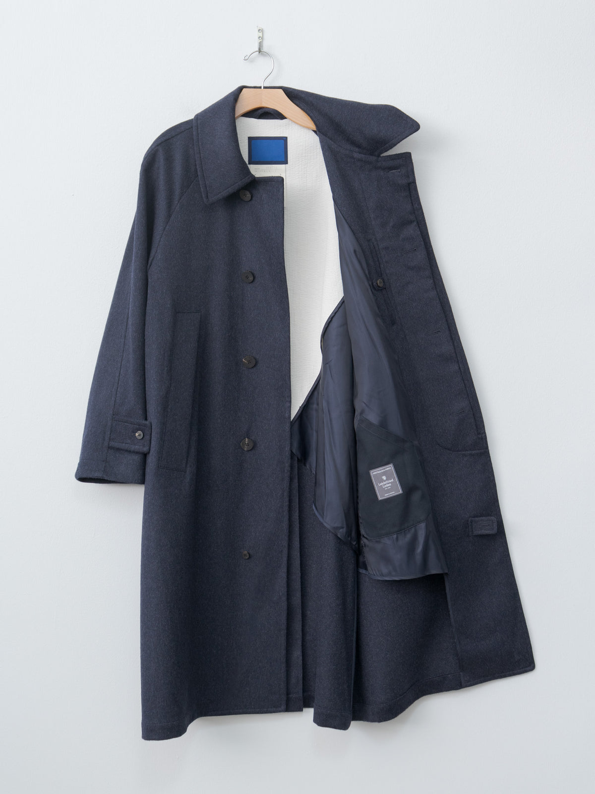 Namu Shop - Document Austria Himalaya Loden Inverted Pleats Balmacaan Coat - Navy
