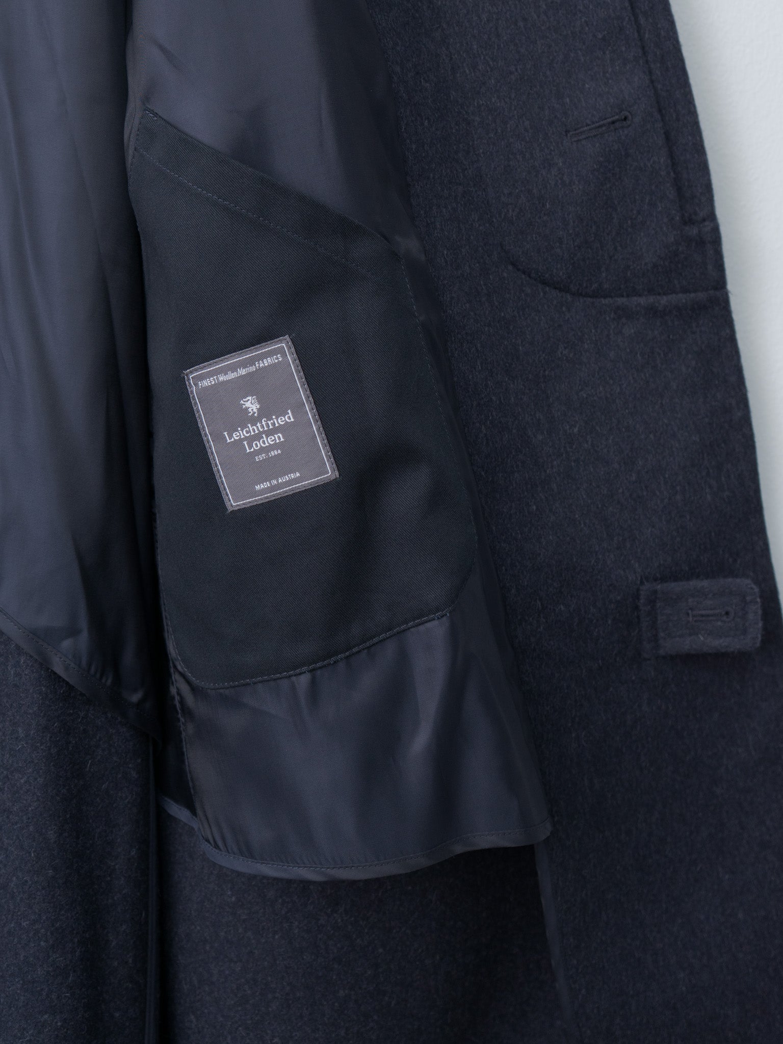 Austria Himalaya Loden Inverted Pleats Balmacaan Coat - Navy