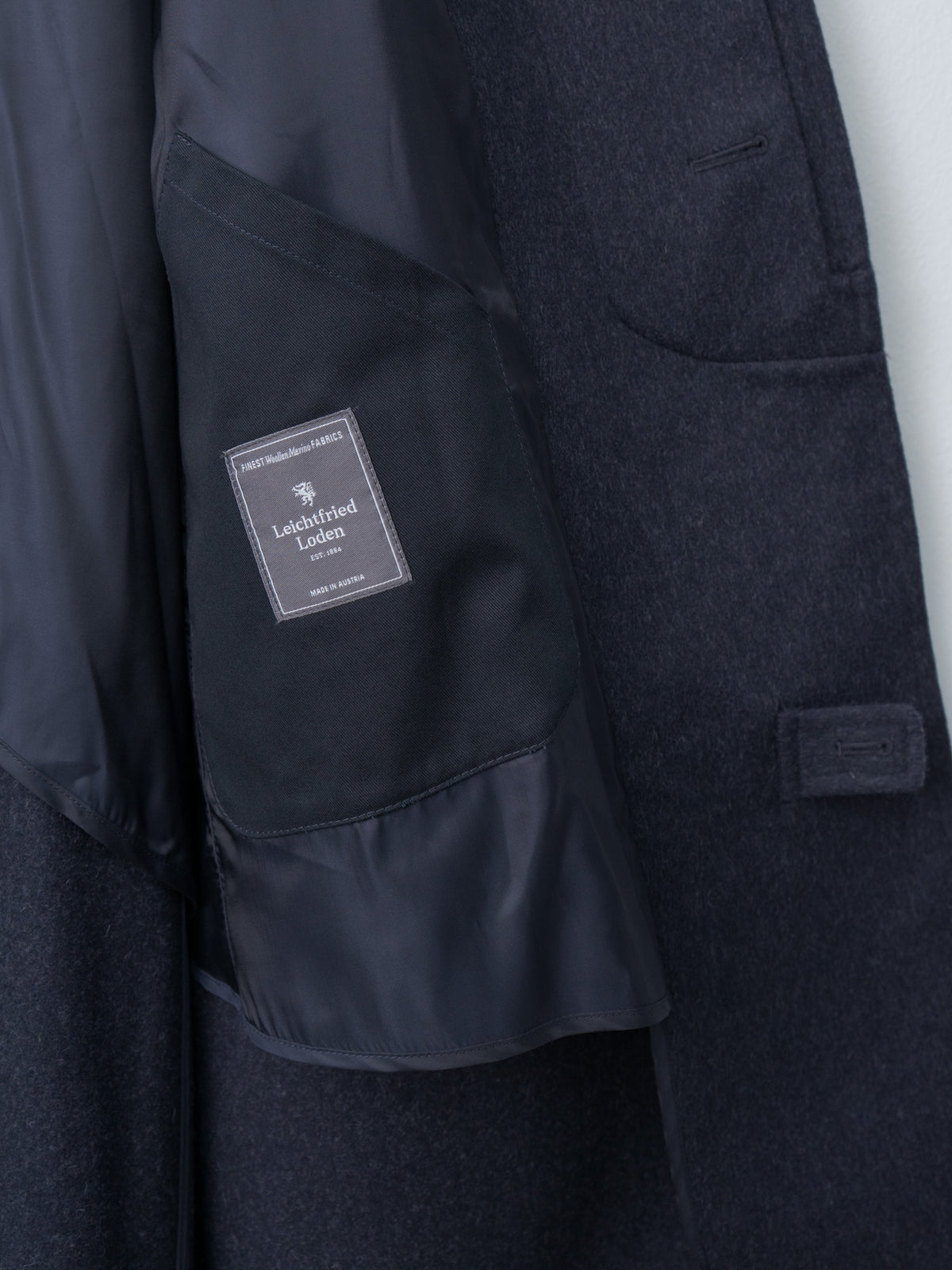 Namu Shop - Document Austria Himalaya Loden Inverted Pleats Balmacaan Coat - Navy