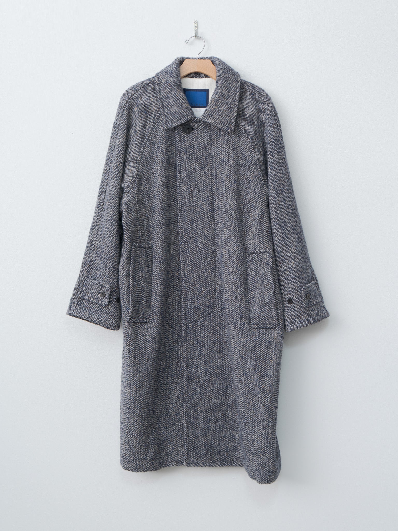 Donegal Tweed Oversized Coat - Blue