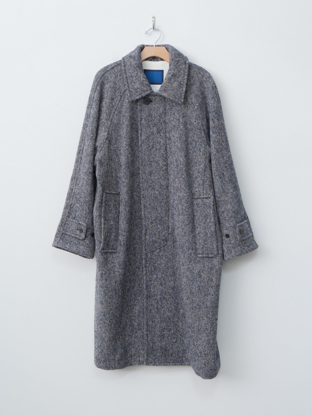Donegal Tweed Oversized Coat - Blue